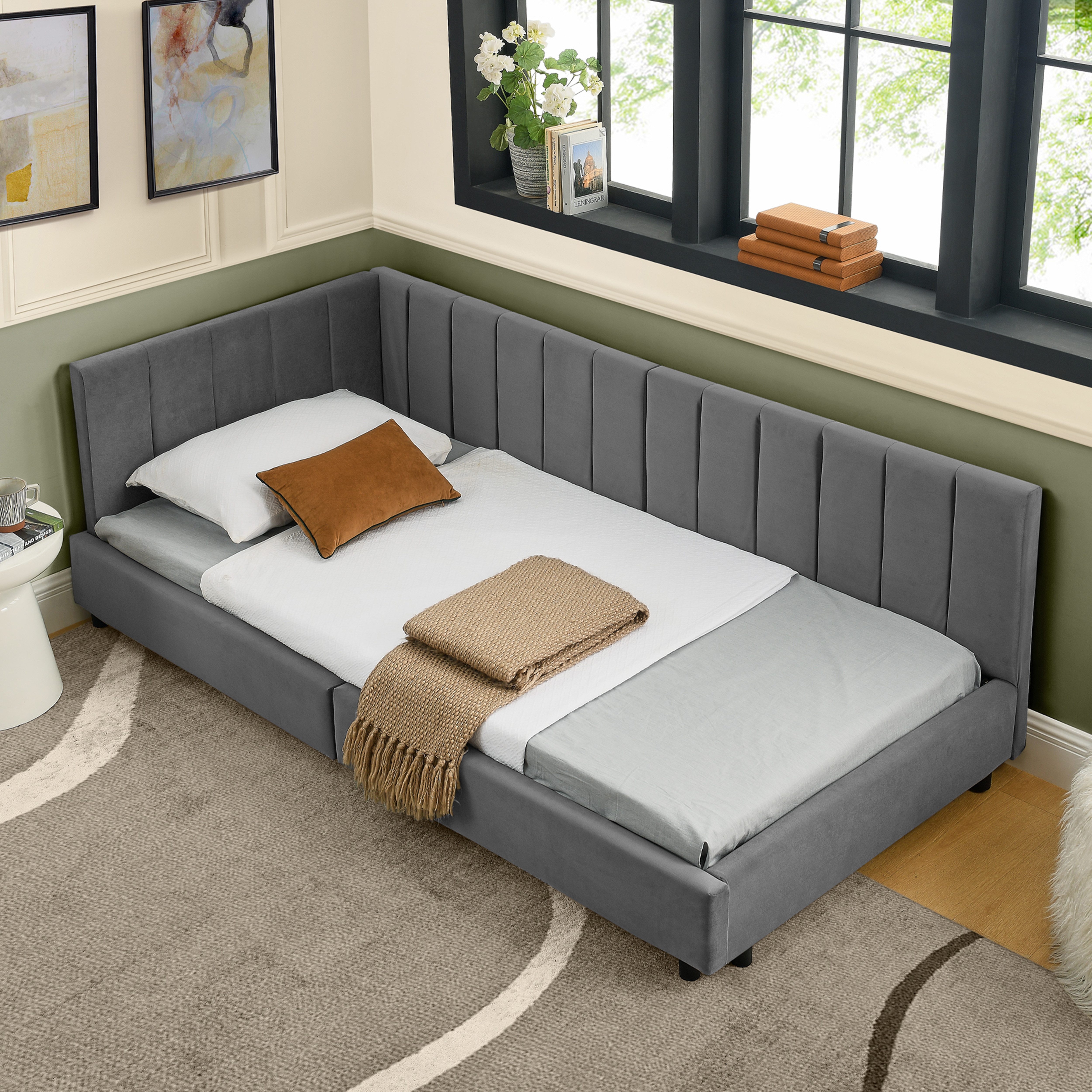OKWISH Polsterbett Samt-Polsterbett 90x200 cm: platzsparend und komfortabel günstig online kaufen