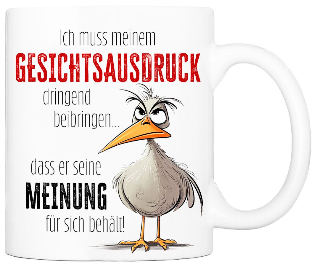 Tasse mit Spruch GESICHTSAUSDRUCK Kaffeetasse Büro Arbeit, Geschenk