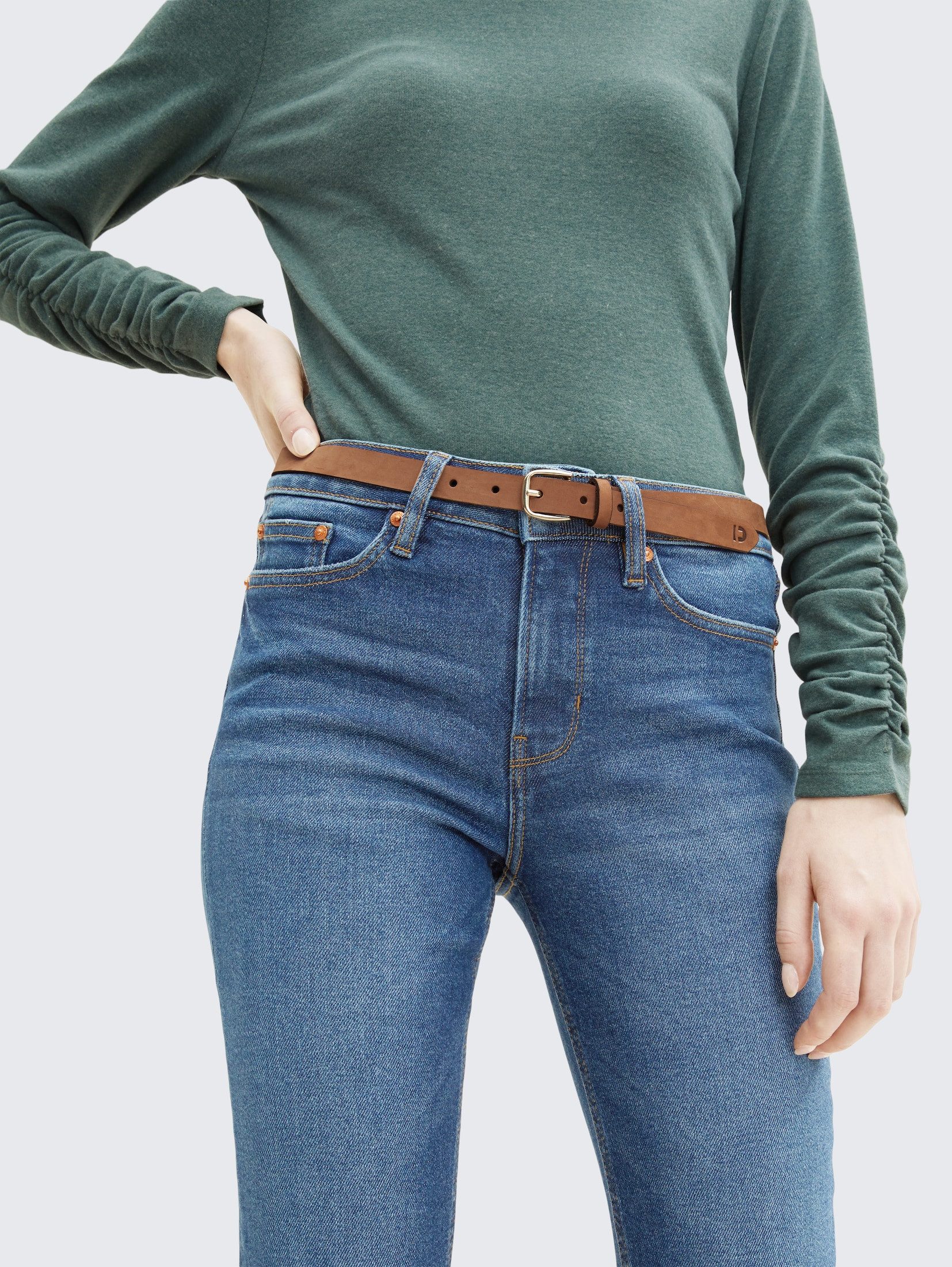 TOM TAILOR Denim Ledergürtel Belts TTMEGHAN schmaler Ledergürtel mit abgerundeter Dornschließe