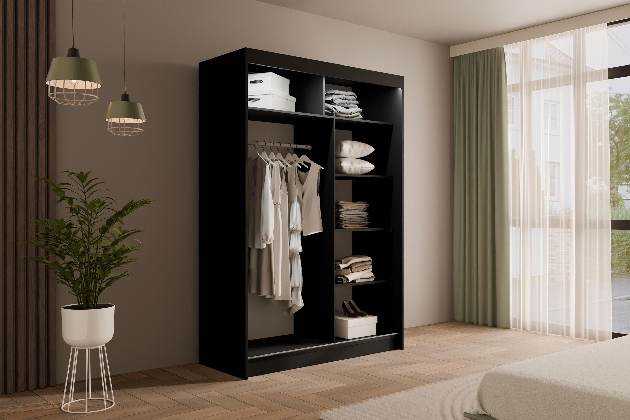 ALTDECOR Schiebetürenschrank AMOHA (Kleiderschrank Garderobenschrank mit viel Stauraum Moderner Schrank) Spiegel Spiegeltüren Vielseitiger Schwebetürenschrank L – Bild 4 von 5