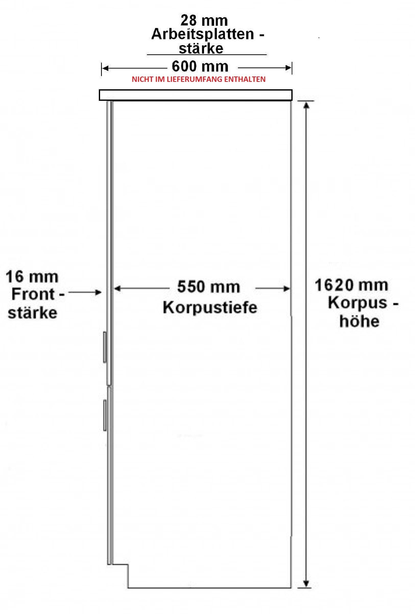 Küchen-Preisbombe Hochschrank Midi Küche 30 Weiss + Glanz Küchenblock Küchenzeile Lara matt Grau