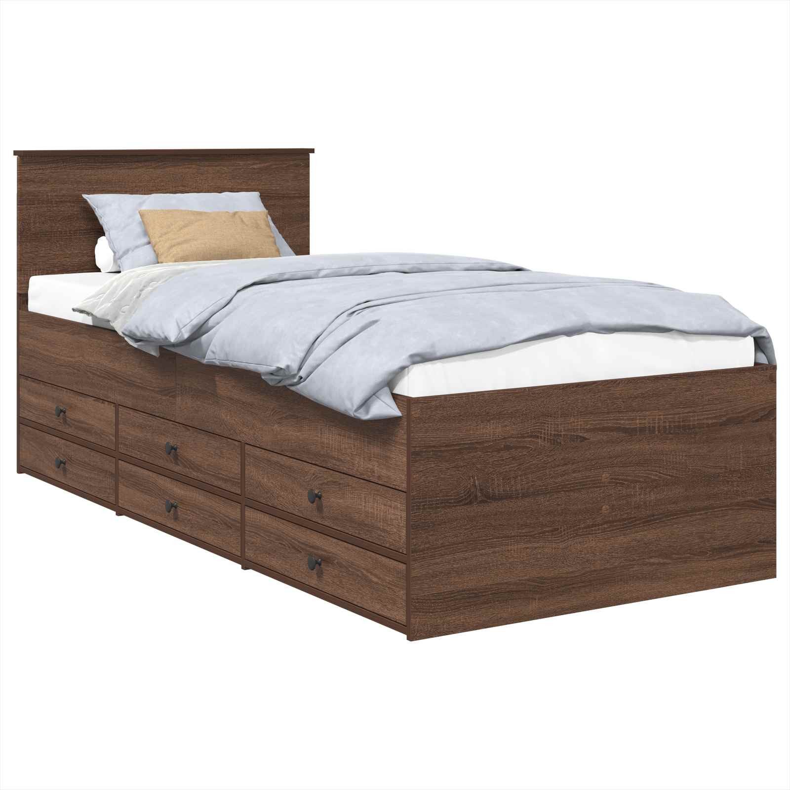 vidaXL Bettgestell Tagesbett Braun Eiche und Schwarz 75 x 190 cm Holzwerkstoff (1-tlg)