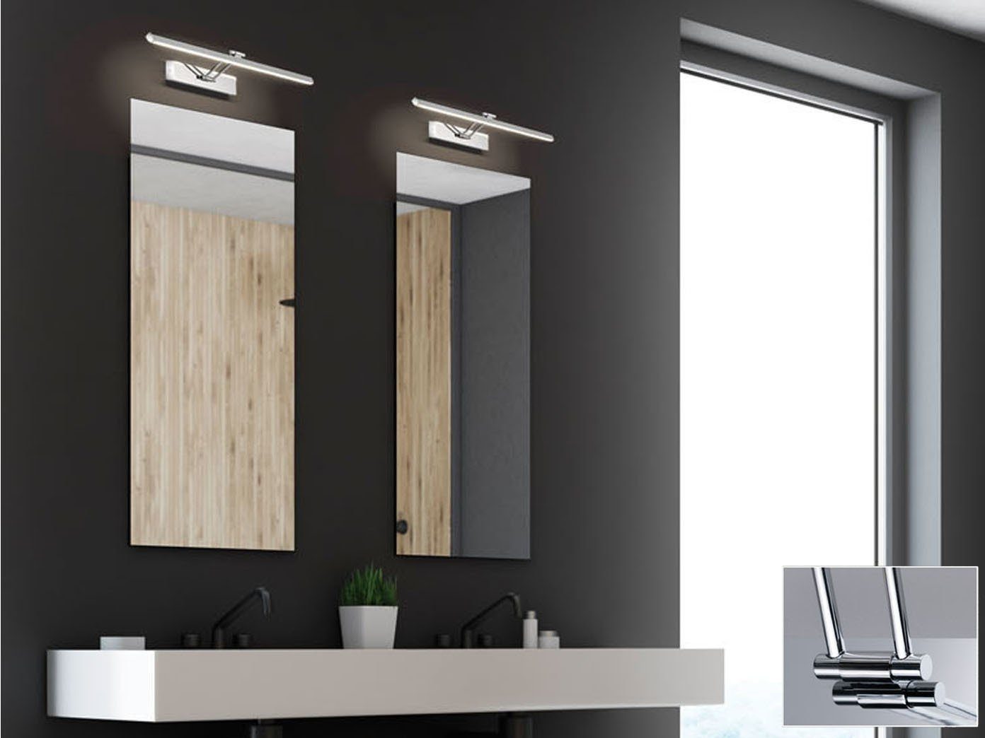 FISCHER & HONSEL LED Spiegelleuchte, LED fest integriert, Warmweiß, 2er SET Bad-lampe Spiegel-leuchte auch als Bilderleuchte geeignet 60cm