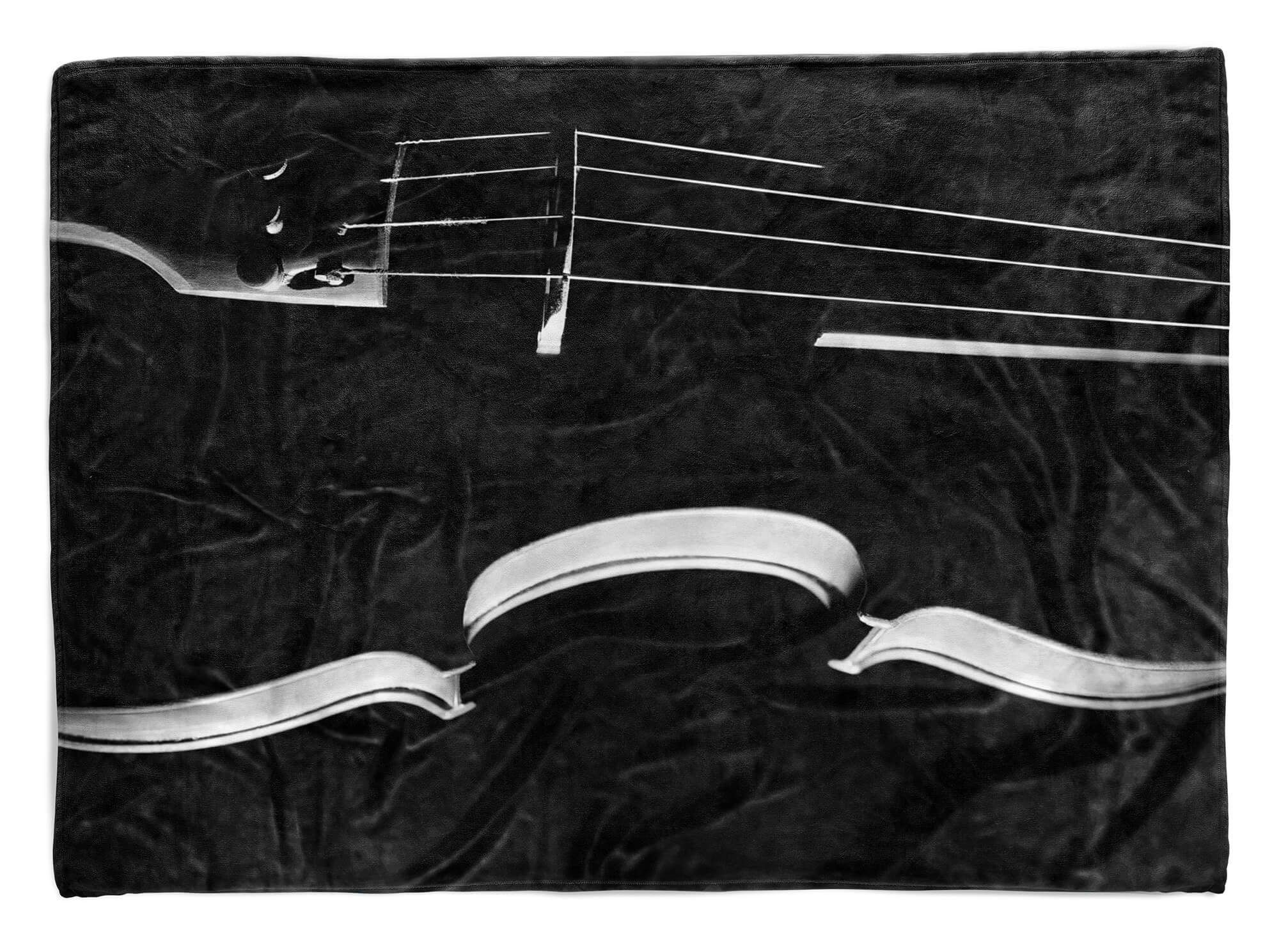Sinus Art Handtücher Handtuch Strandhandtuch Saunatuch Kuscheldecke mit Fotomotiv Geige Schwarz Kuns, Baumwolle-Polyester-Mix (1-St), Handtuch