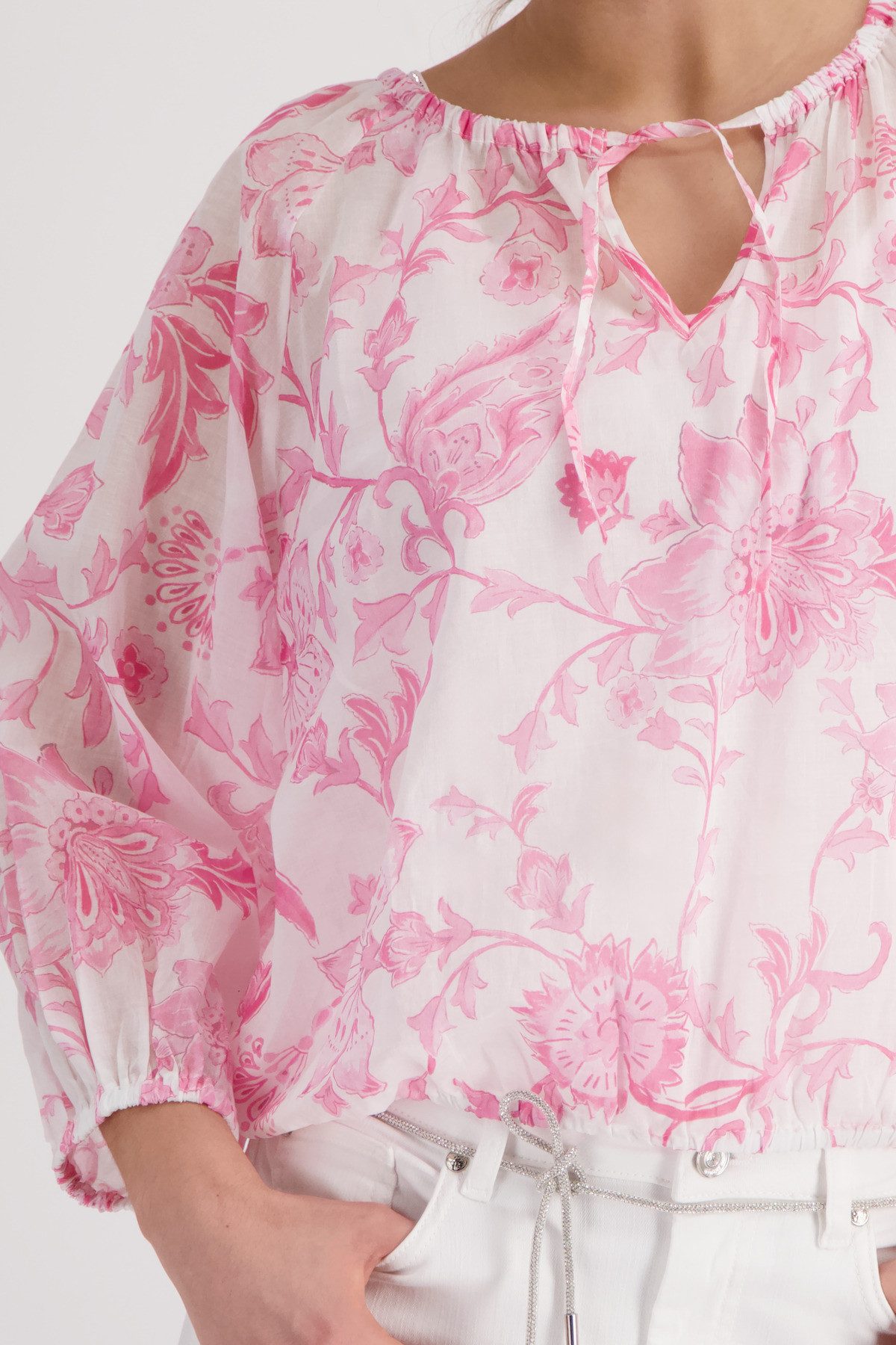 Monari Langarmbluse Bluse Blumendruck allover Regular fit mit Blumenmuster