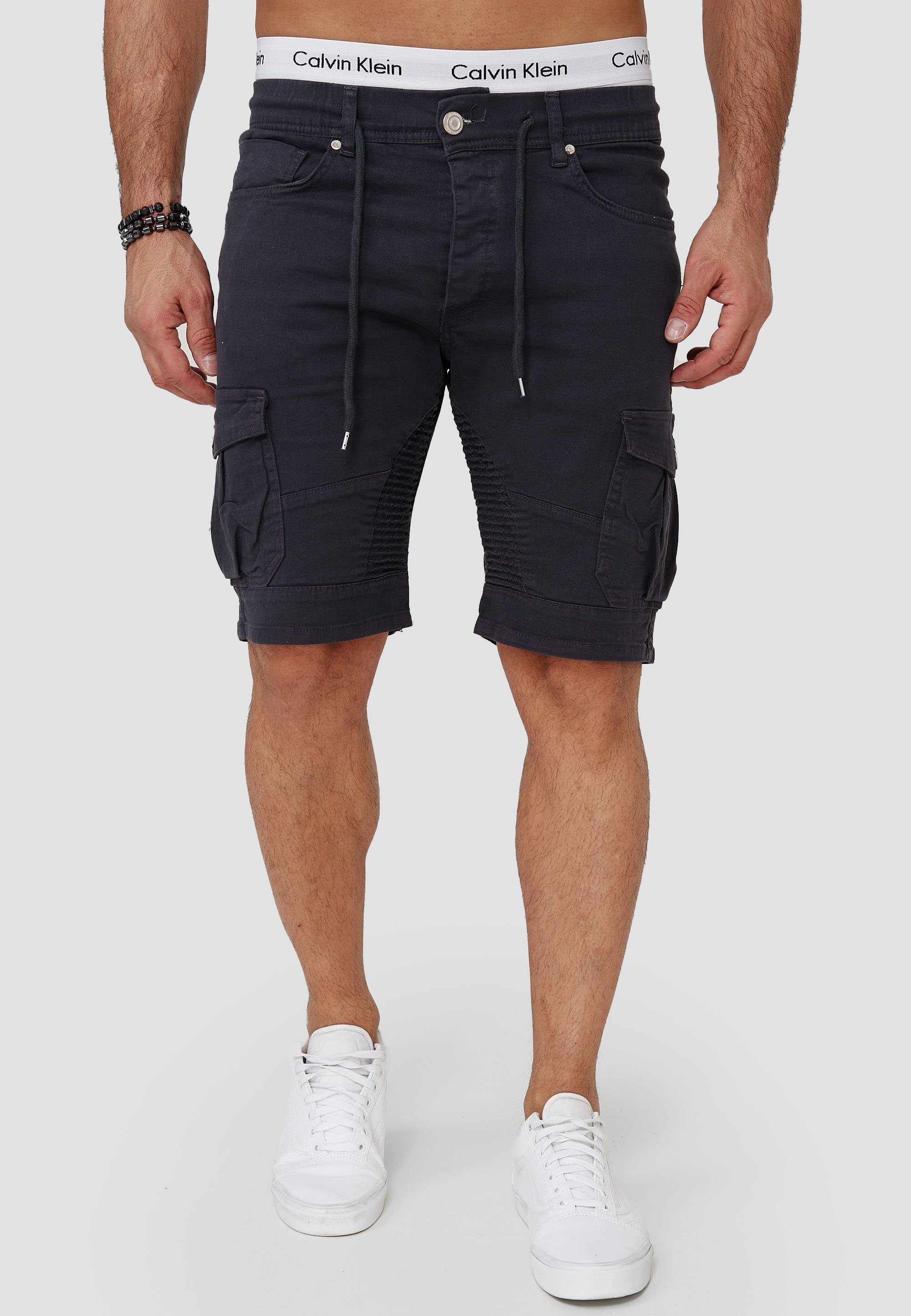 OneRedox Shorts SH-3363 (Kurze Hose Bermudas Sweatpants, 1-tlg., im modischem Design) Fitness Freizeit Casual Antrazit