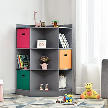 COSTWAY Kinderregal Bücherregal, mit 9 Fächern & 3 Körben, 81 x 61 x 94 cm