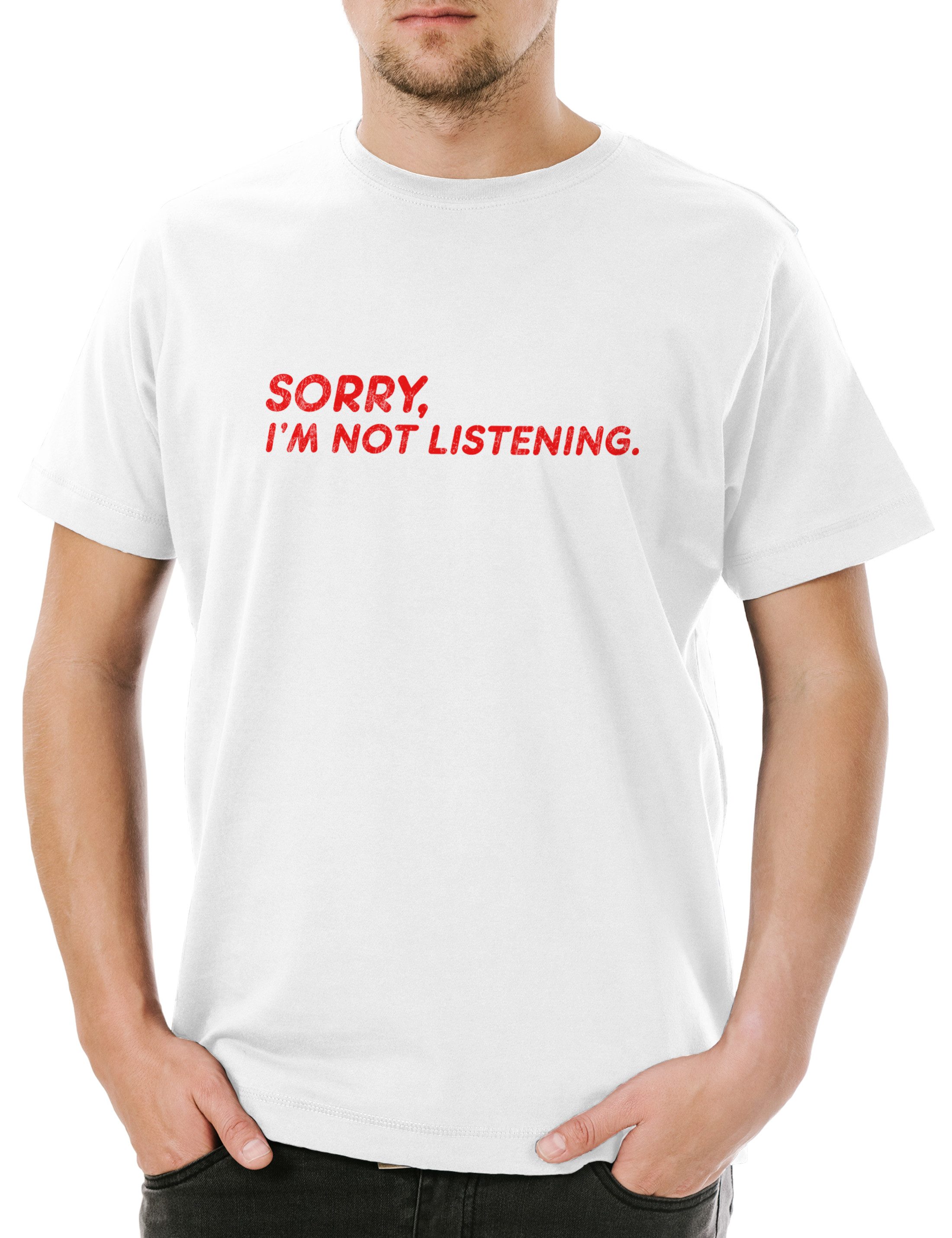 Print-Shirt Urban Backwoods Sorry I'm Not Listening Herren T-Shirt Weiß Größe L