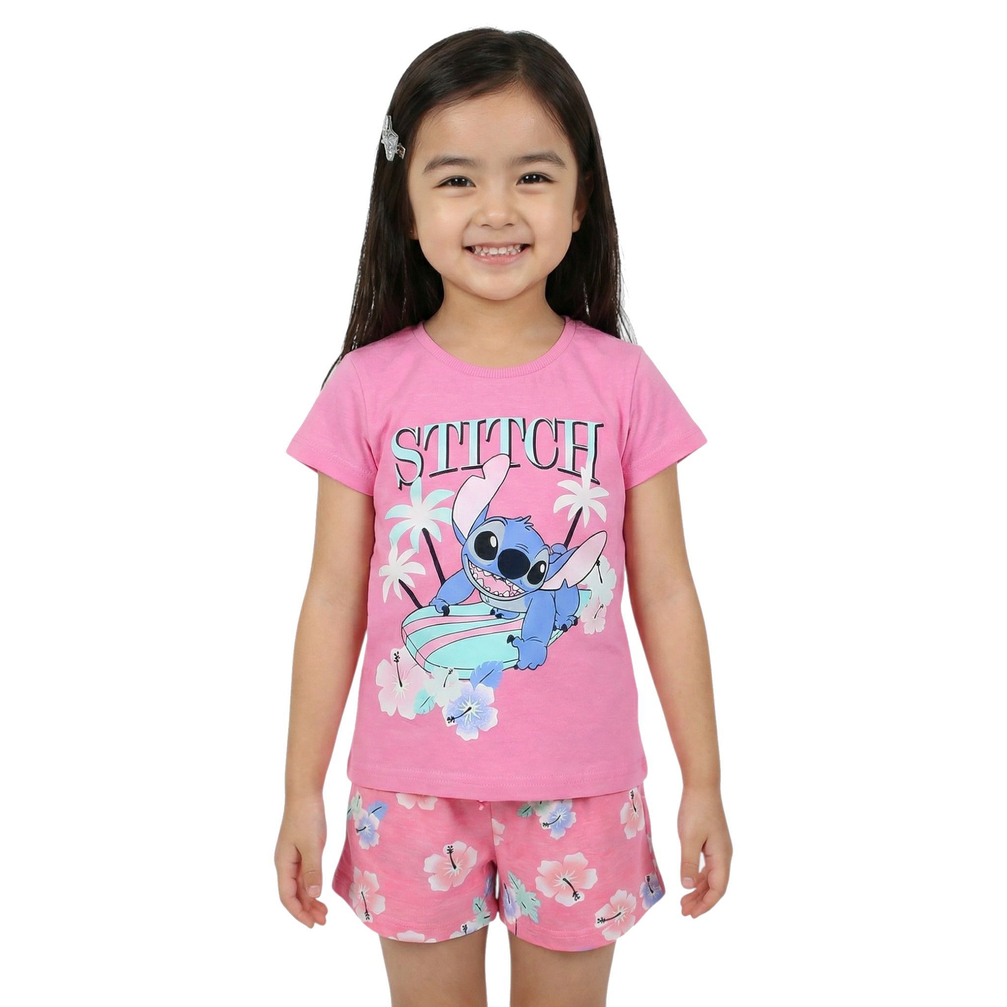 Shirt & Shorts Lilo & Stitch Kinder Sommer Set T-Shirt Shorts Blau Rosa