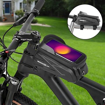 CALIYO Fahrradtasche Fahrrad Rahmentasche wasserdichte Fahrrad Handyhalterung, mit Regenschutz für Handy unter 7.2''