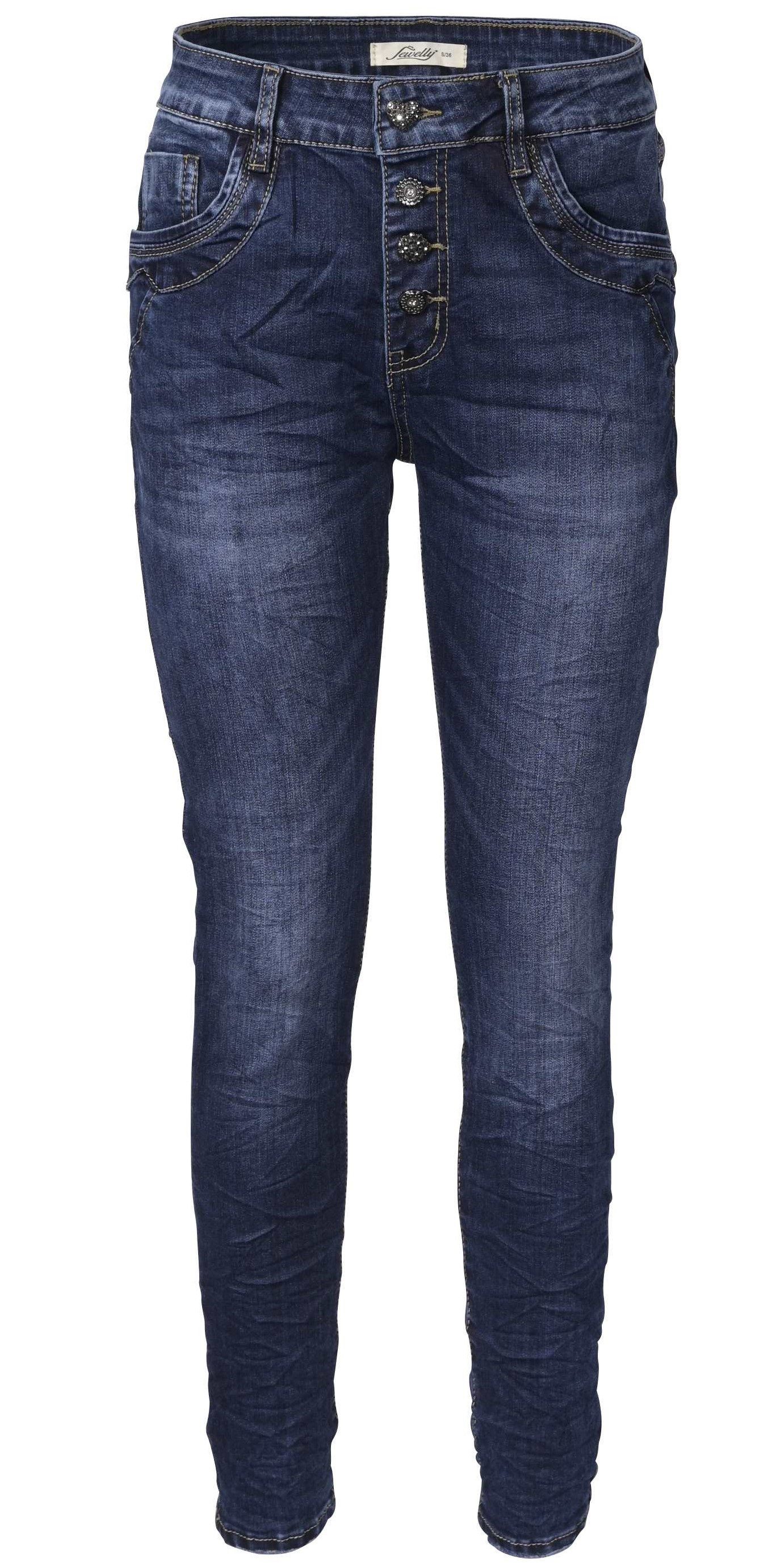 Jewelly Regular-fit-Jeans Jeans, Stretch Jeans Five-Pocket im Crash-Look günstig online kaufen