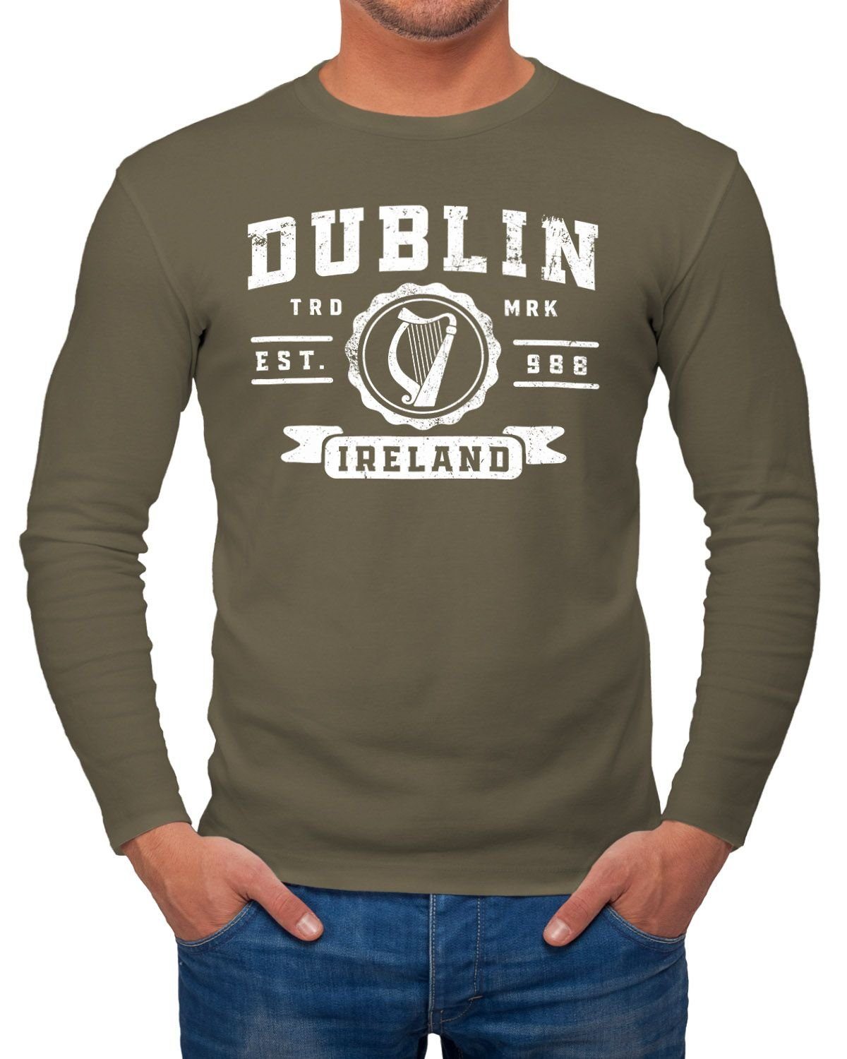 Neverless Longsleeve Herren Longsleeve Dublin Irland Retro Design Aufdruck Print Schrift Langarm-Shirt Fashion Streetstyle Neverless® mit Print