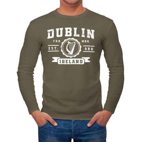 Neverless Longsleeve Herren Longsleeve Dublin Irland Retro Design Aufdruck Print Schrift Langarm-Shirt Fashion Streetstyle Neverless® mit Print
