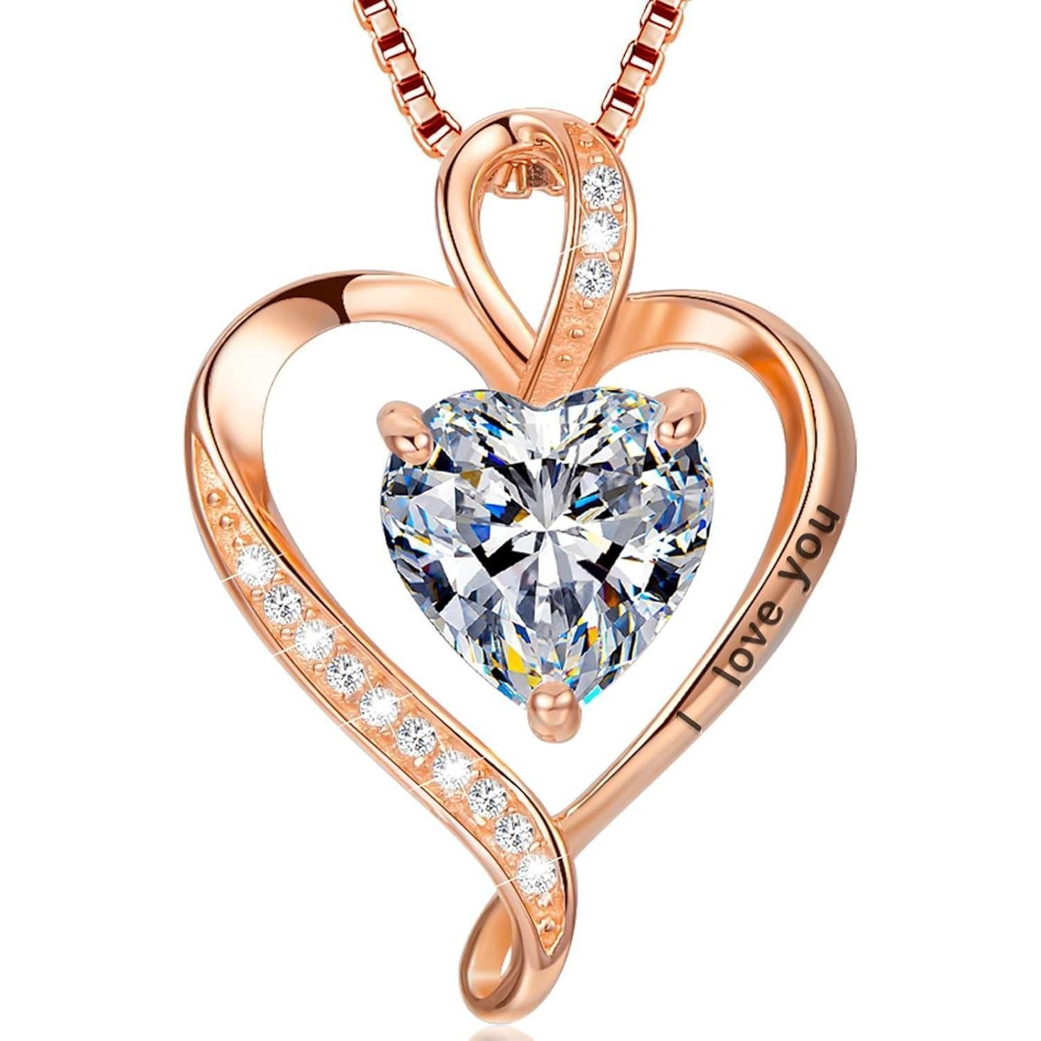 LuxusKollektion Herzkette Herz Kette Silber 925 mit "I love you" Gravur
