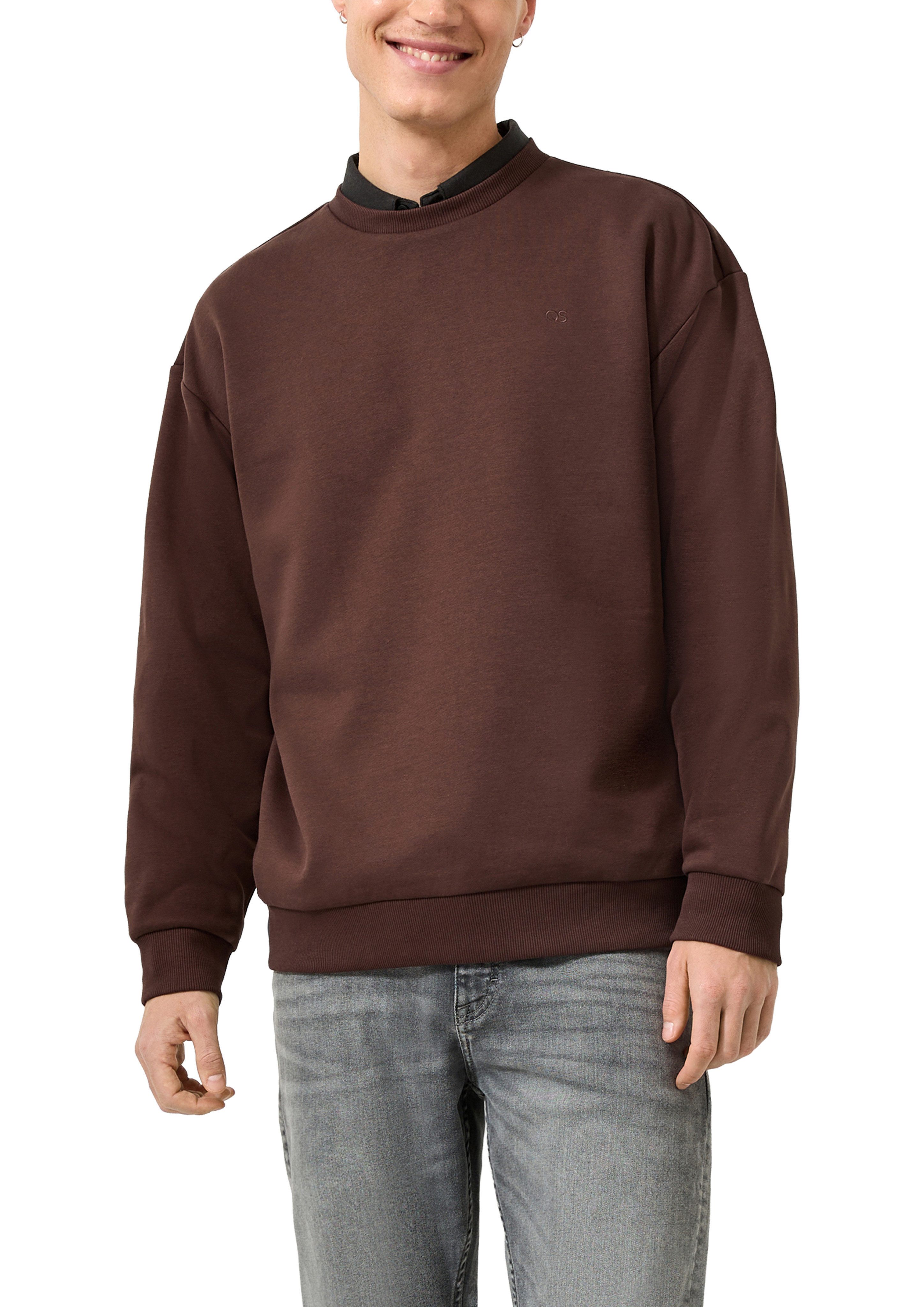 QS Sweatshirt mit Logo Stickerei