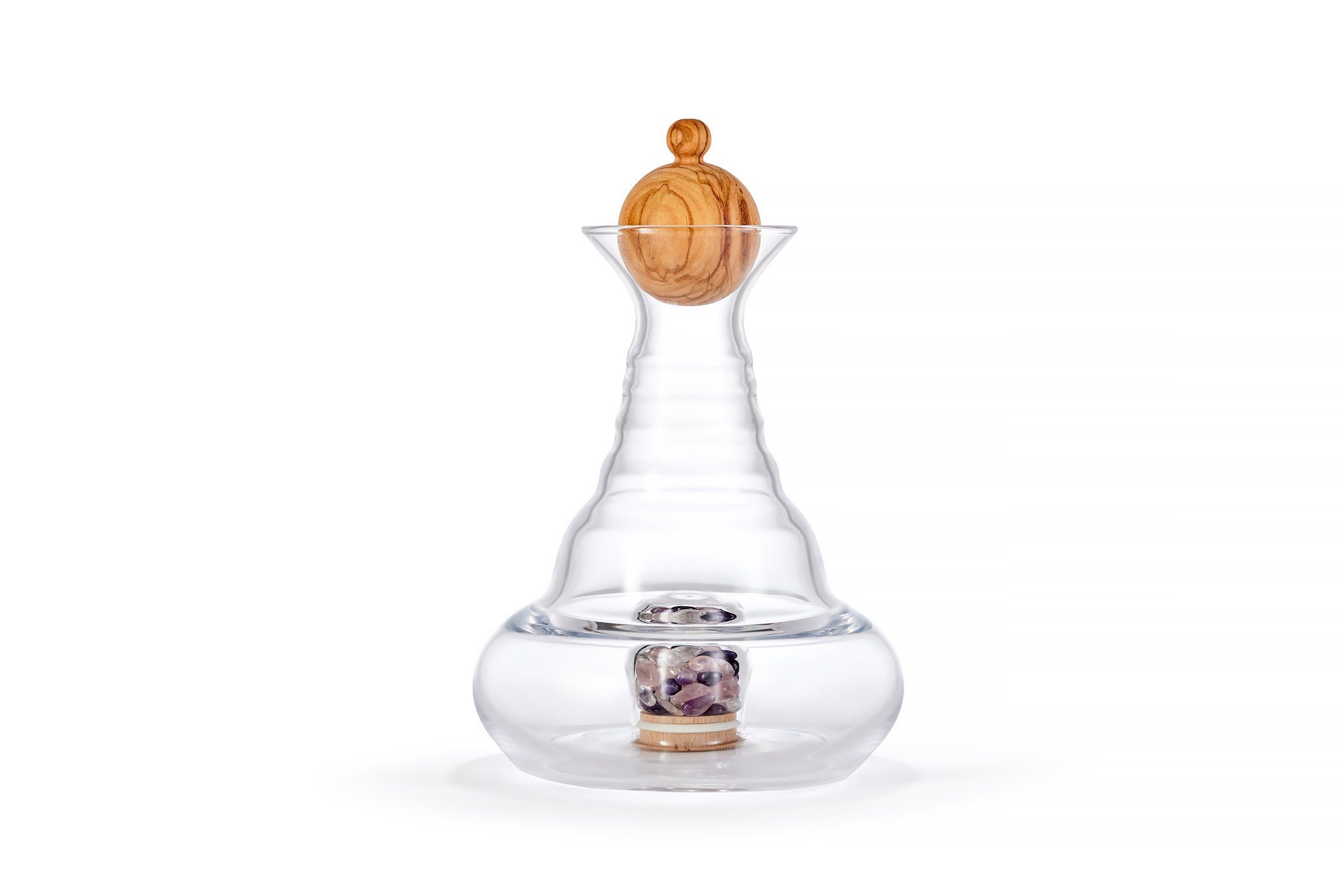 Natures-Design Wasserkaraffe Alladin mit Edelsteinfach und Olivenholzdeckel 1.2l