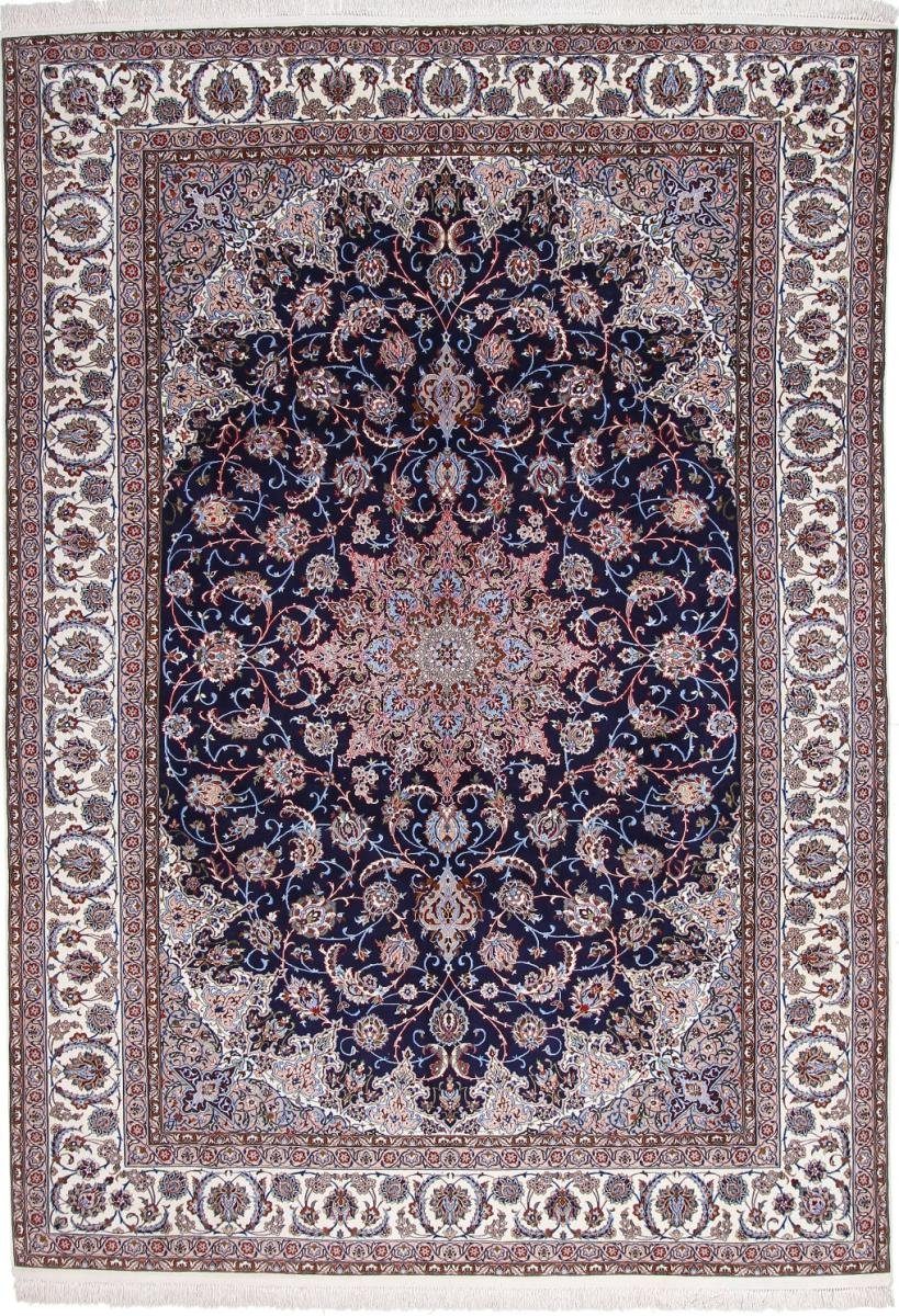 Orientteppich Isfahan Seidenkette 266x378 Handgeknüpfter Orientteppich, Nain Trading, rechteckig, Höhe: 6 mm