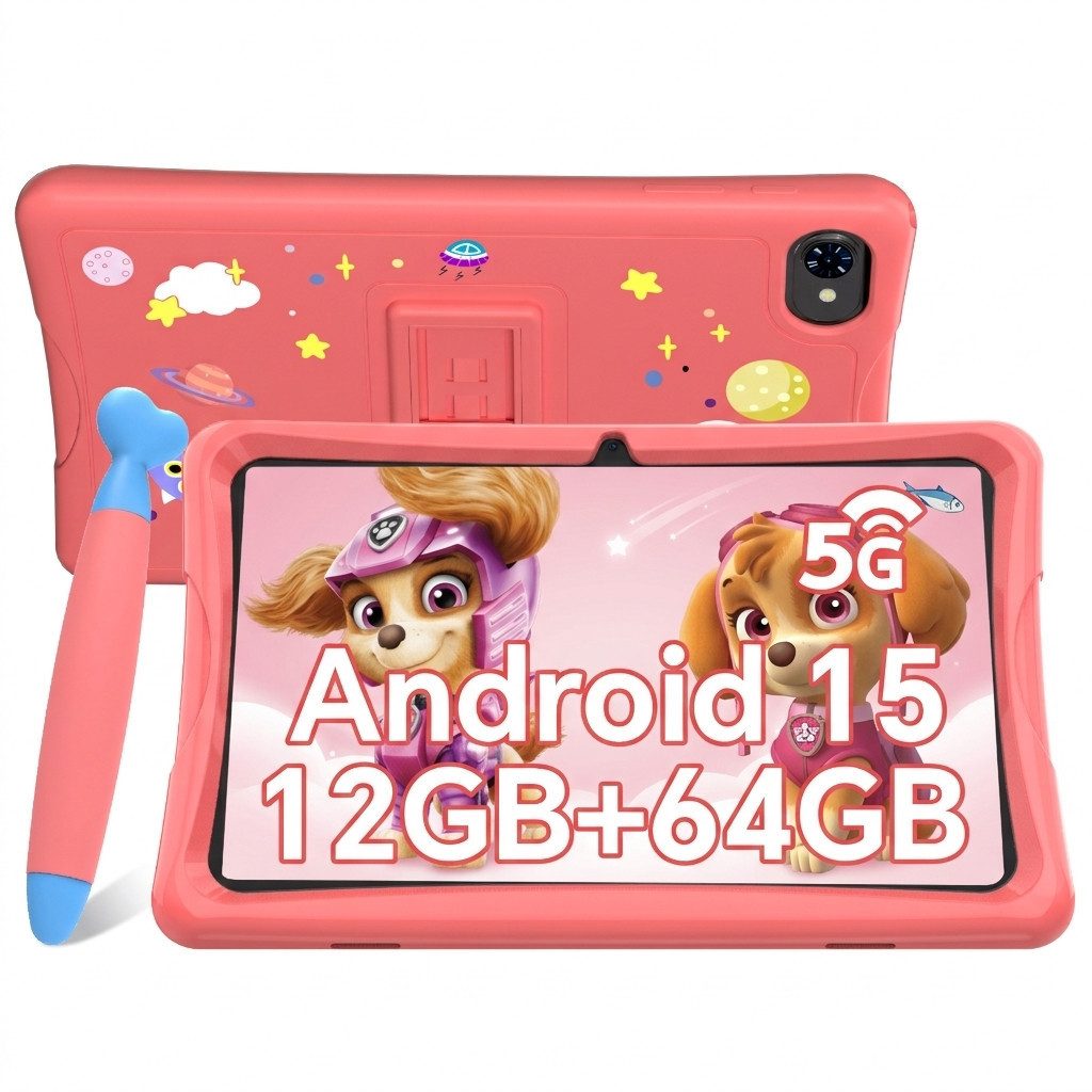 TABWEE 10.1'' Kids Android 15 mit Stylus Tablet Tablet (64 GB, Android 15, 5G wifi, Android 15, Google Kids Space, Gemini AI, mit Stift)