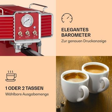 Klarstein Espressomaschine Gusto Classico Espressomaker, 1.5l Kaffeekanne, Gemahlener Kaffee & Pads: 2-in-1-Nutzung