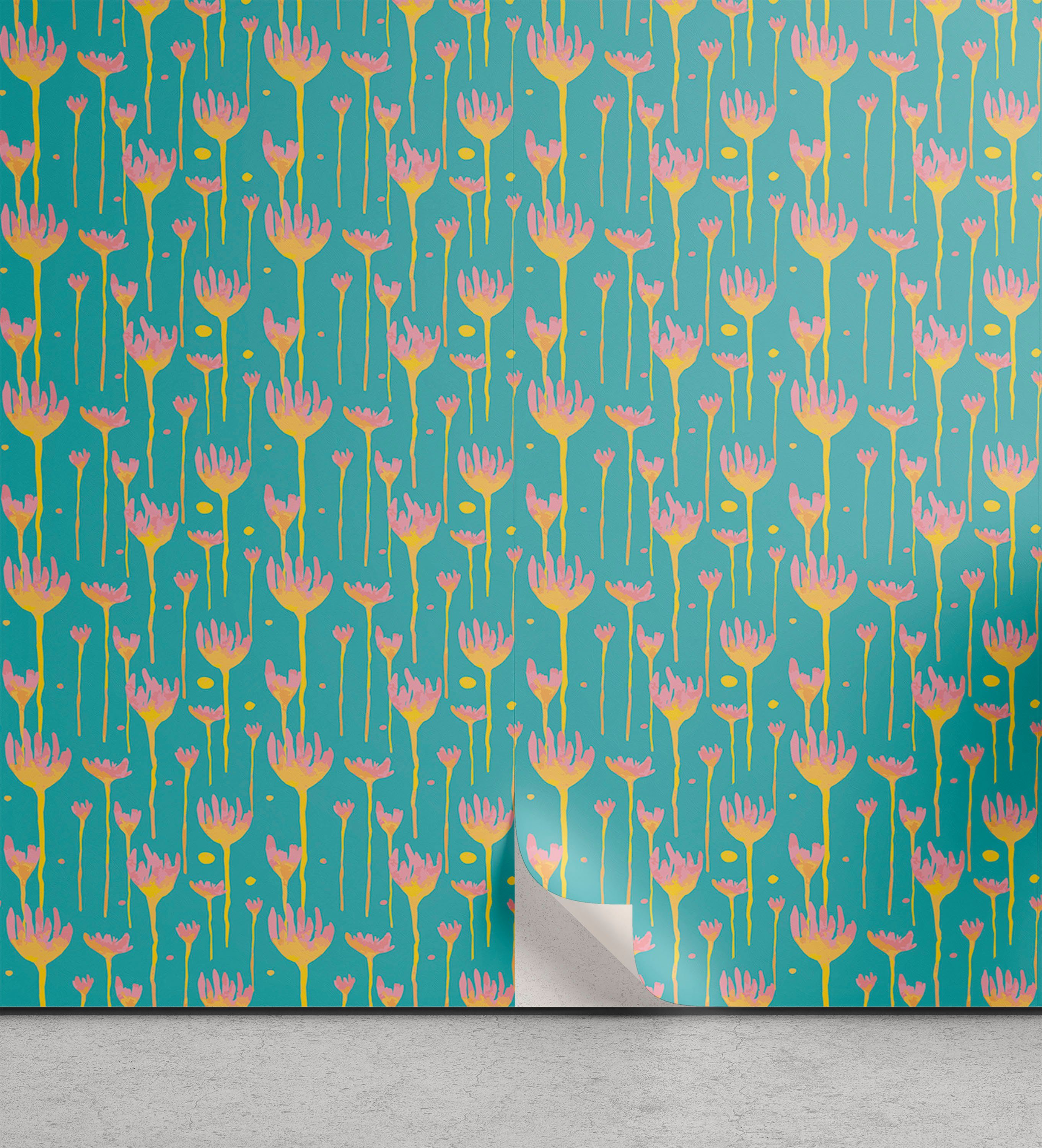 Abakuhaus Vinyltapete selbstklebendes Wohnzimmer Küchenakzent, Blumen Aquarell Surrealistische Kunst