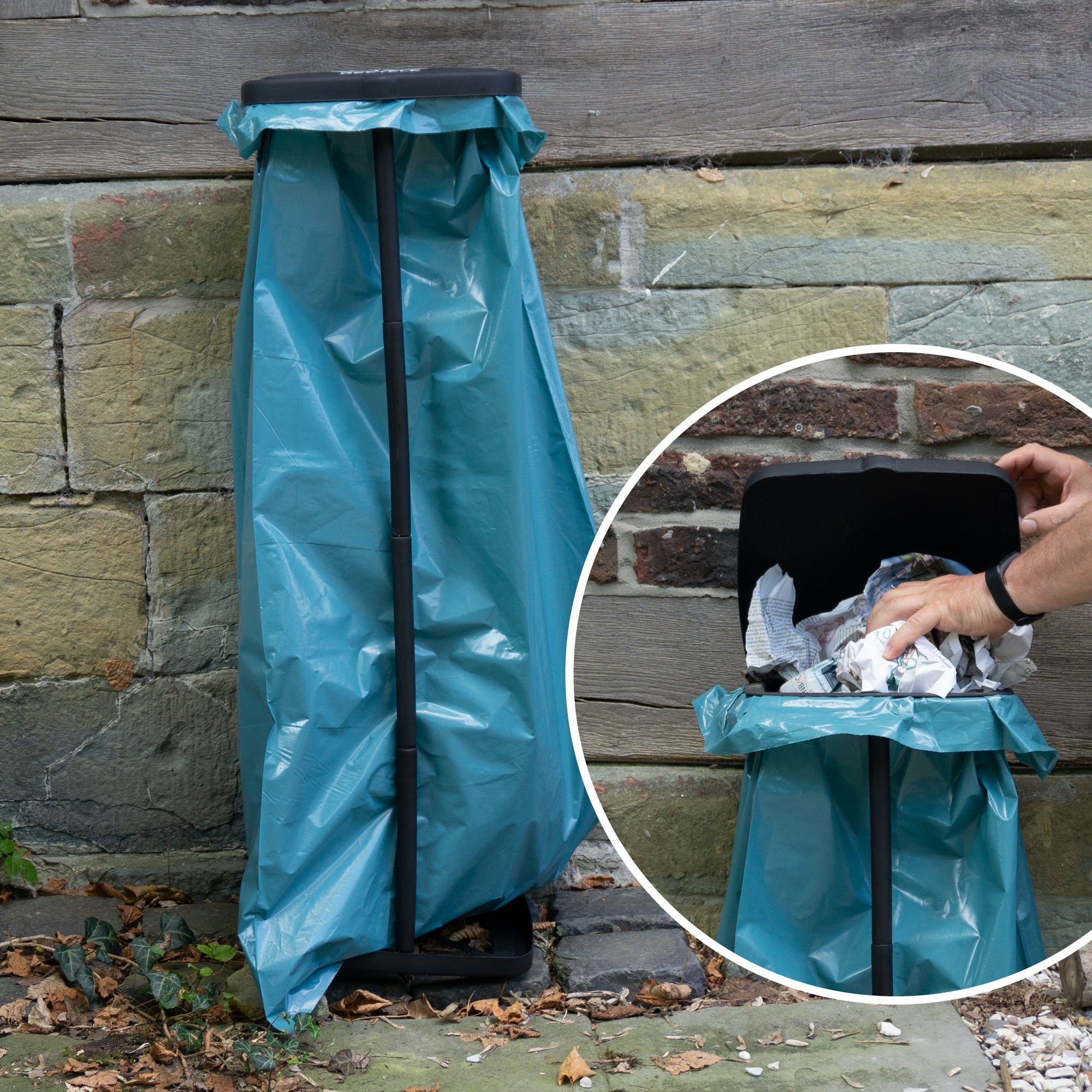 Klemmring und Hinrichs mit Deckel Müllsackhalter Müllsackständer
