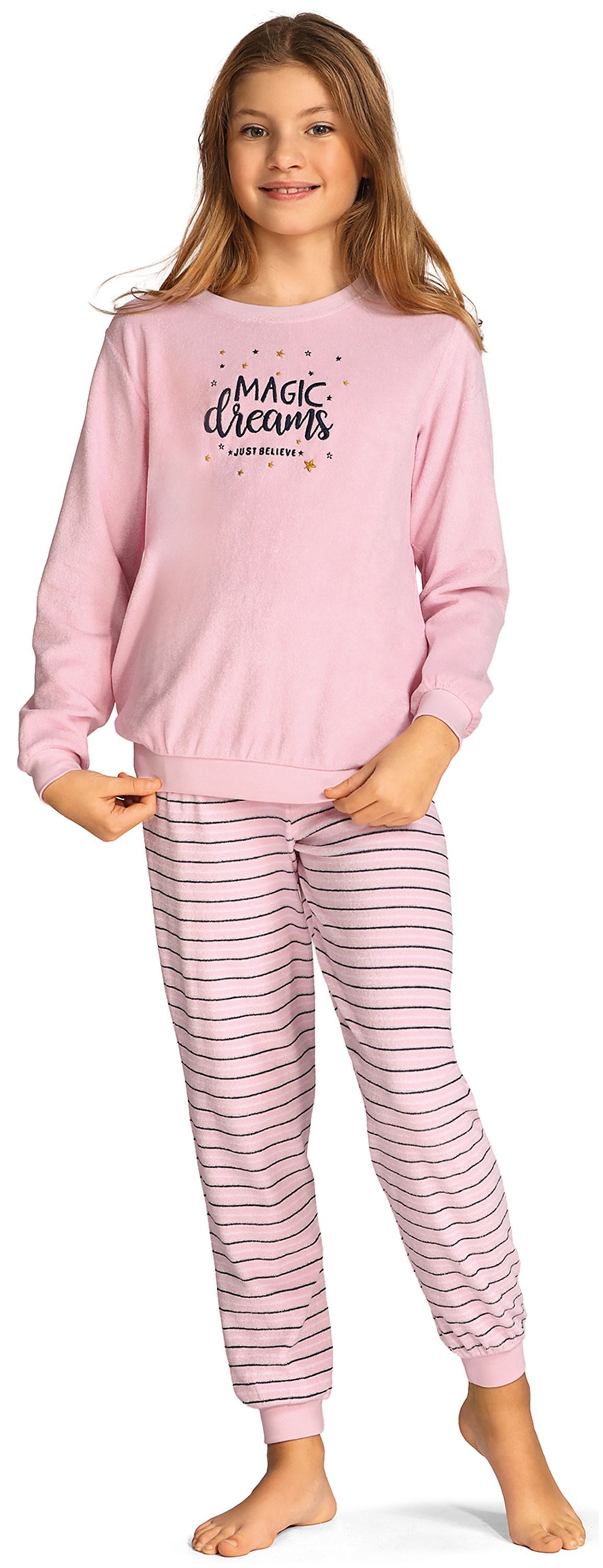 comtessa Schlafanzug Iceberg Buddies (Set, 2 tlg., 2-teilig) Mädchen Pyjama Frottee lang Langarm Baumwolle Winter