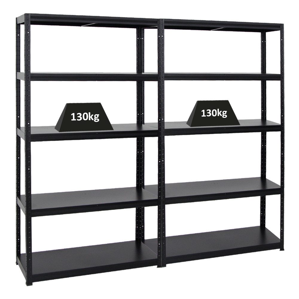 PROREGAL® Schwerlastregal MegaDeal Stabiles Steckregal STEEL EAGLE mit 5 Fachböden aus Stahl, 2-tlg., Stabiles Kellerregal Stahlregal 130kg Fachlast sowie 650kg Gesamtlast