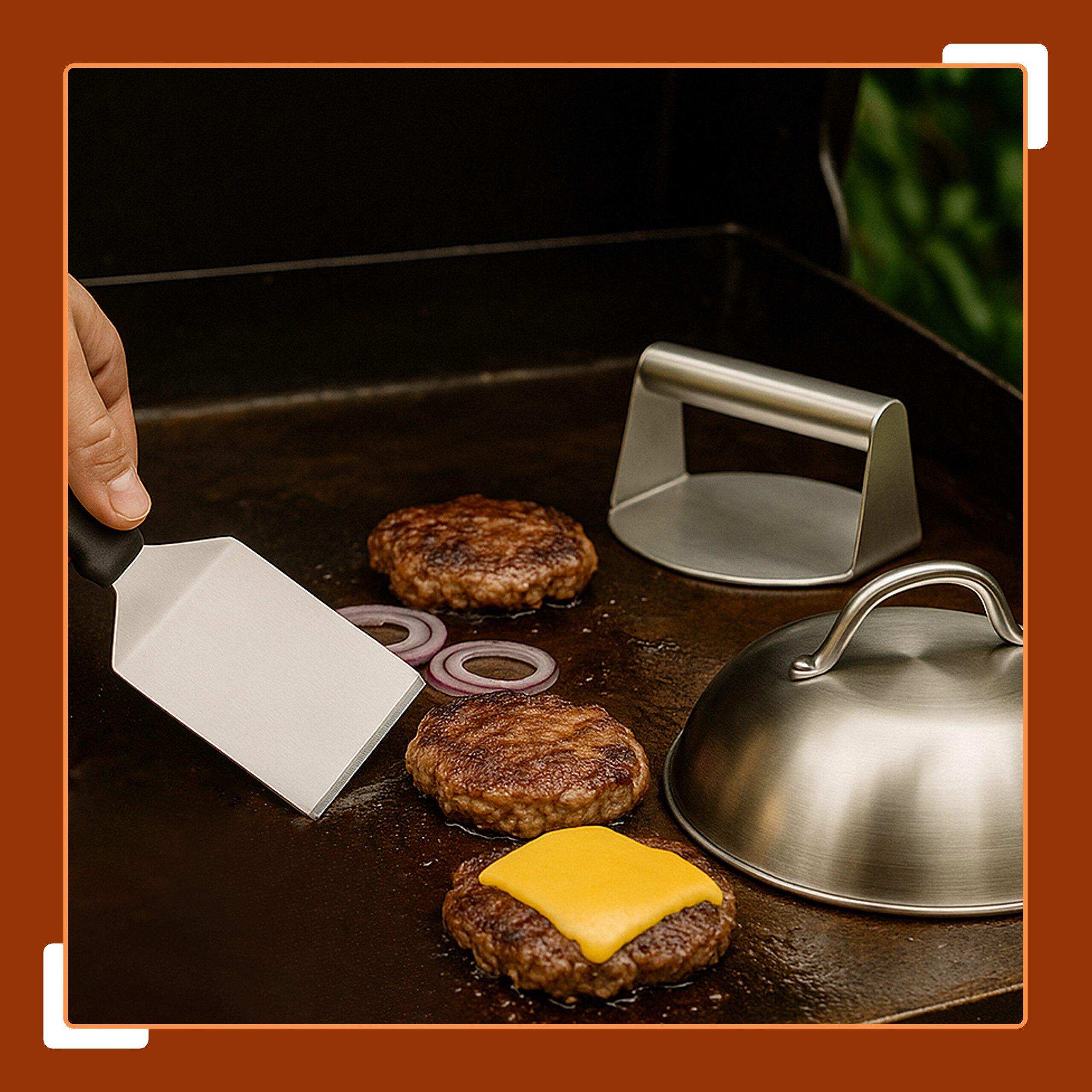 relaxdays Burgerpresse Smash Burger Set 3-teilig Edelstahl (3 St), Edelstahl