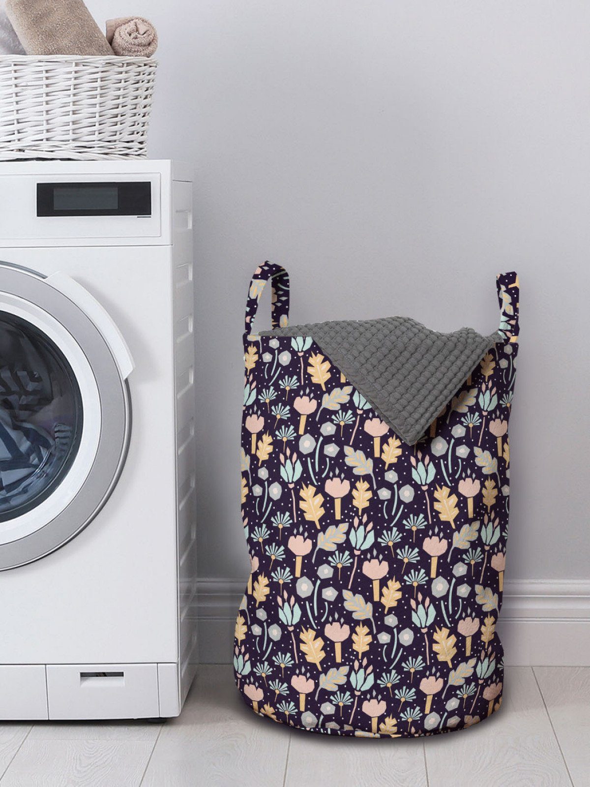 Abakuhaus Wäschesäckchen Wäschekorb für Blumen Blumen Griffen Muster Ausschnitt mit der Waschsalons, Kordelzugverschluss