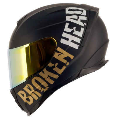 Broken Head Motorradhelm Broken Head BeProud Sport Gold (Mit Gold Verspiegeltem Visier), Hochwertiges Design