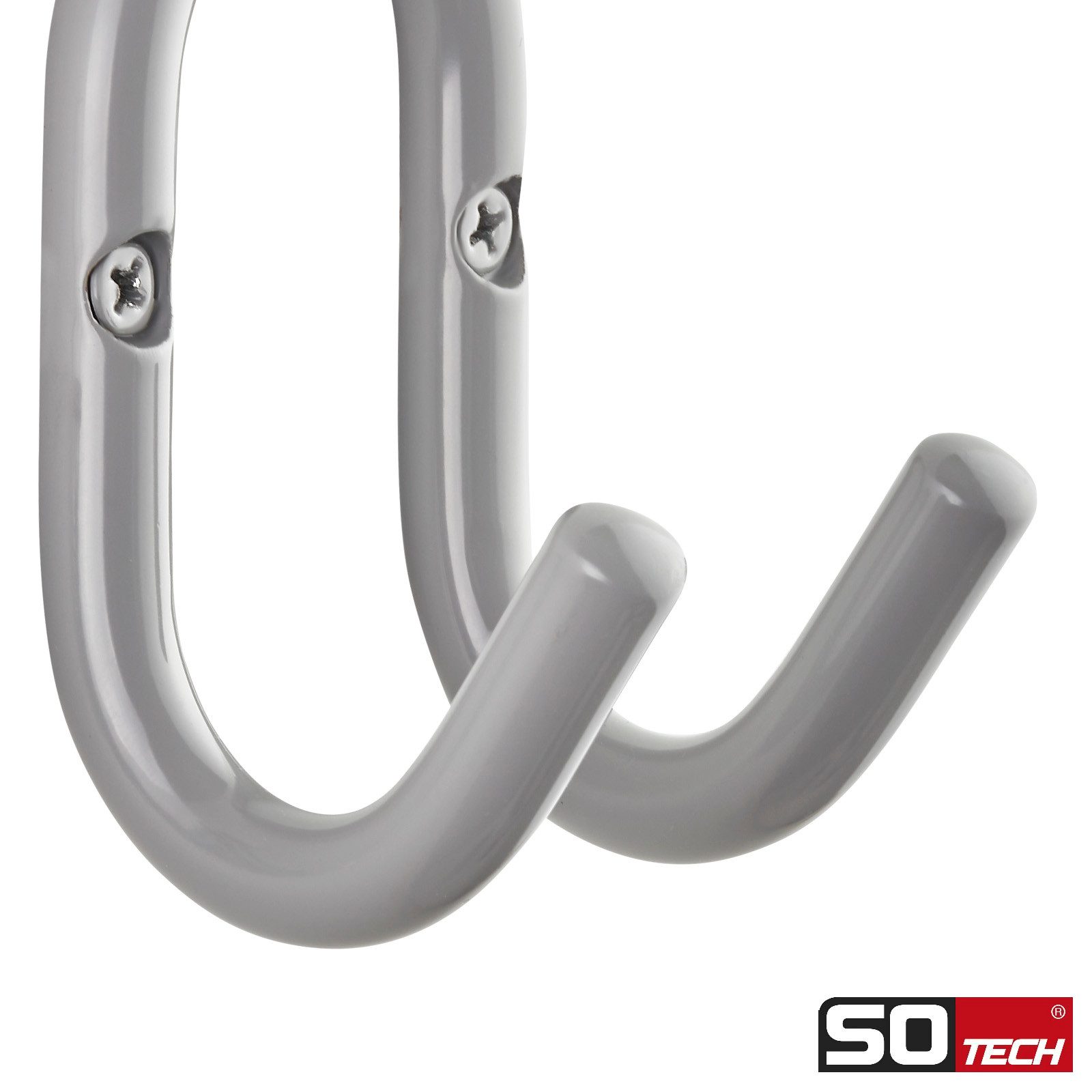 SO-TECH® Kleiderhaken Garderobenhaken FARA Doppelhaken Stahl, (1-St), 88 x 51 x 59 mm, Stangendurchmesser 10 mm, Stahl grau