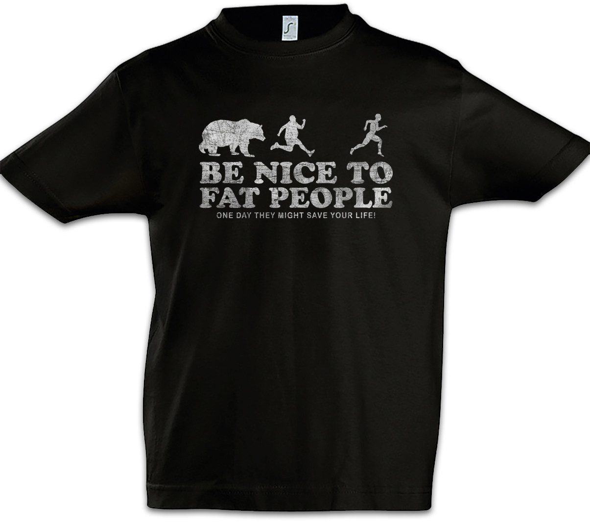 Print-Shirt Be Nice To Fat People I Kinder T-Shirt Dick Dicker Stolz Übergewicht