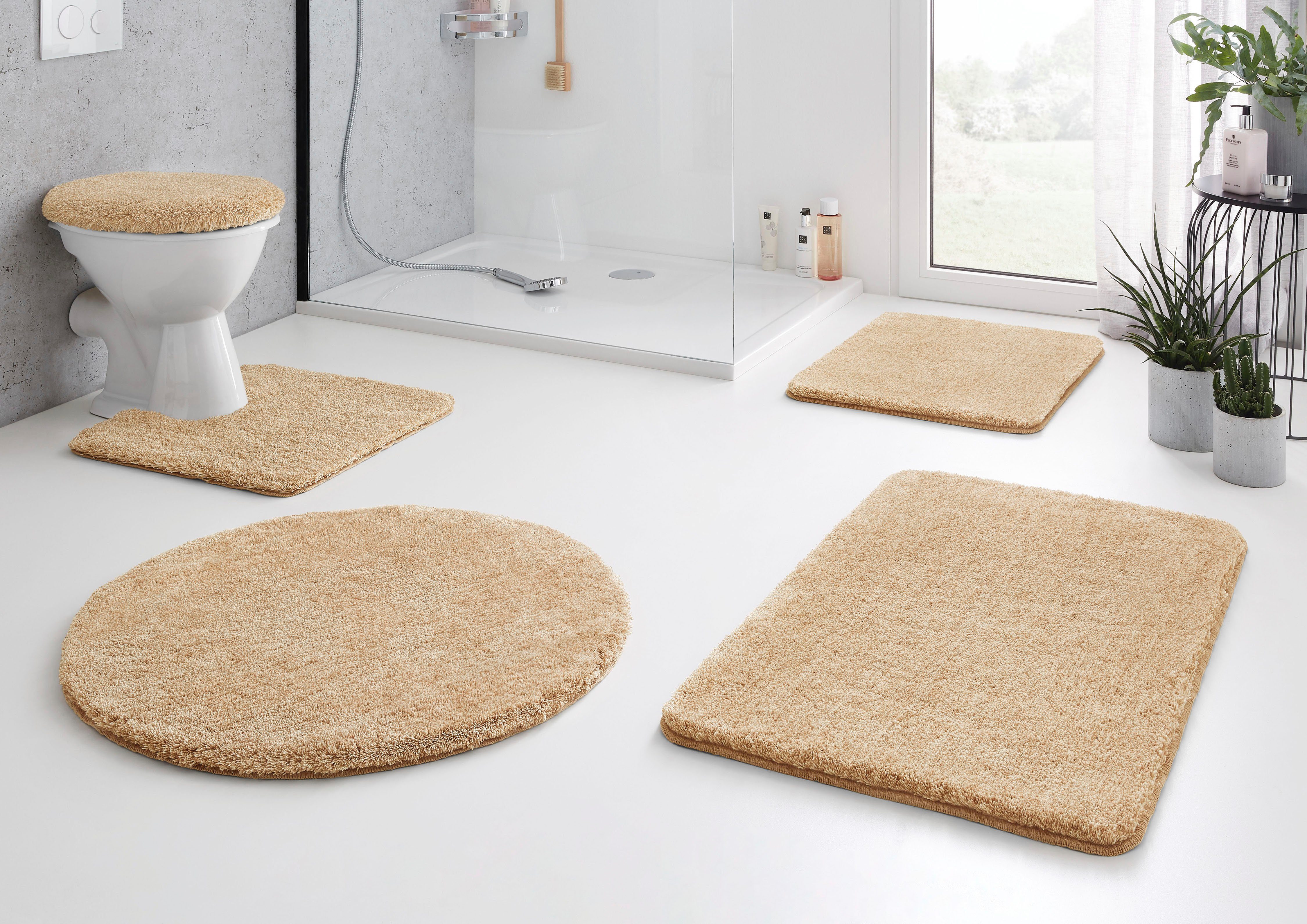 Kleine Wolke Badematte RELAX, Badvorleger, Badezimmer Teppich, Höhe 30 mm, rutschhemmend beschichtet, fußbodenheizungsgeeignet, Polyacryl, WC-Deckelbezug, WC-Deckelbezug, Badteppich, meliert, rechteckig, rund & als Set erhältlich