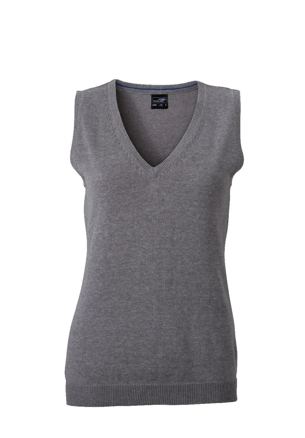 James & Nicholson Pullunder JN 656 Damen V-Neck Pullunder Leichte Strickqualität grey heather