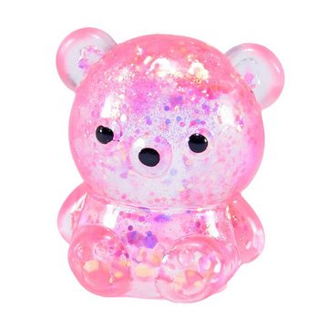 Kögler Lernspielzeug 4 Maltose Teddybär Quetschtier Glitzer Anti-Stress lila rosa gelb blau (1-St)