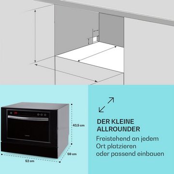 Klarstein Standgeschirrspüler Havasia UV 6 Luminance Geschirrspüler UV Glasfront freistehend 1380W, 10041827, 7 l