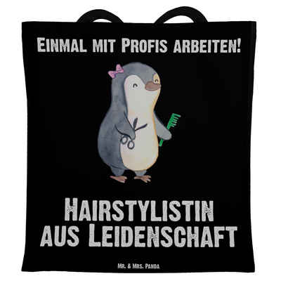Mr. & Mrs. Panda Tragetasche Hairstylistin Leidenschaft - Schwarz - Geschenk, Haarstylistin, Frisö (1-tlg), Design-Highlight
