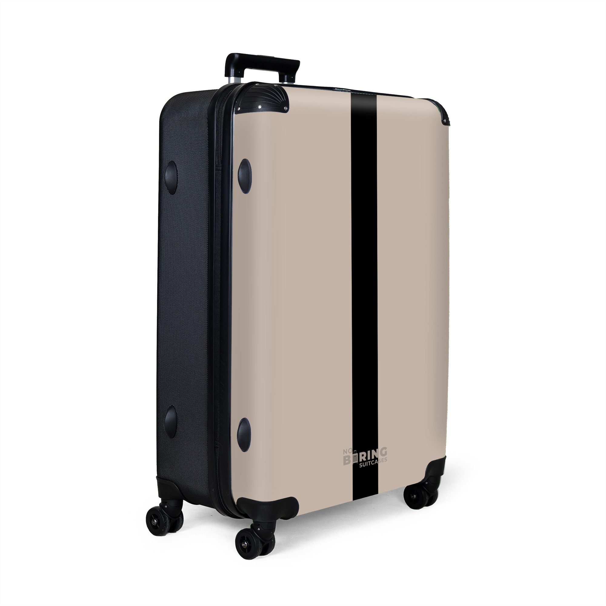 NoBoringSuitcases.com© Hartschalen-Trolley Beige mit schwarzem Streifen günstig online kaufen