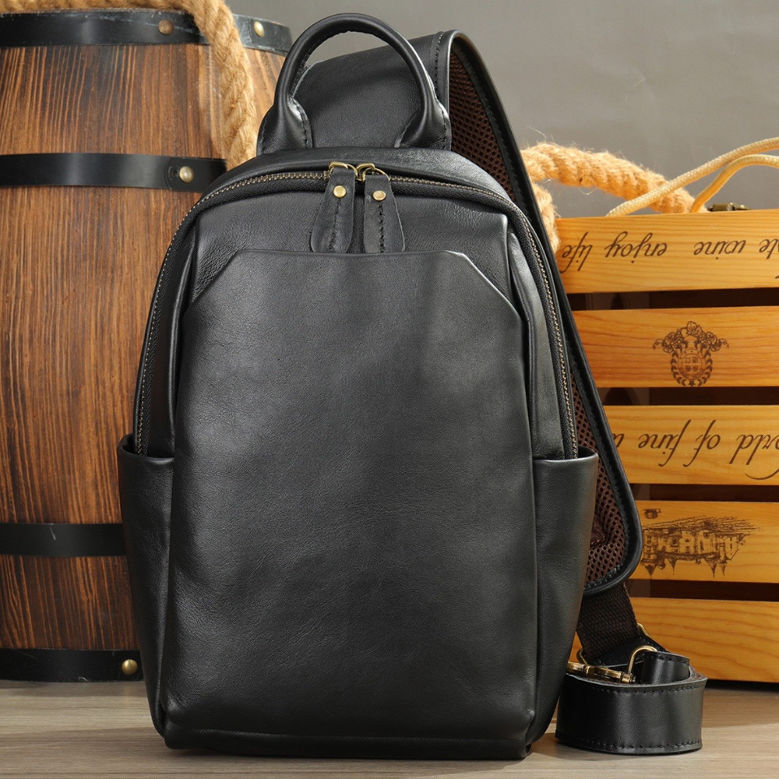 Messenger Bag Herren Vintage Ledertasche Crossbody Sling Bag Leder Brusttasche