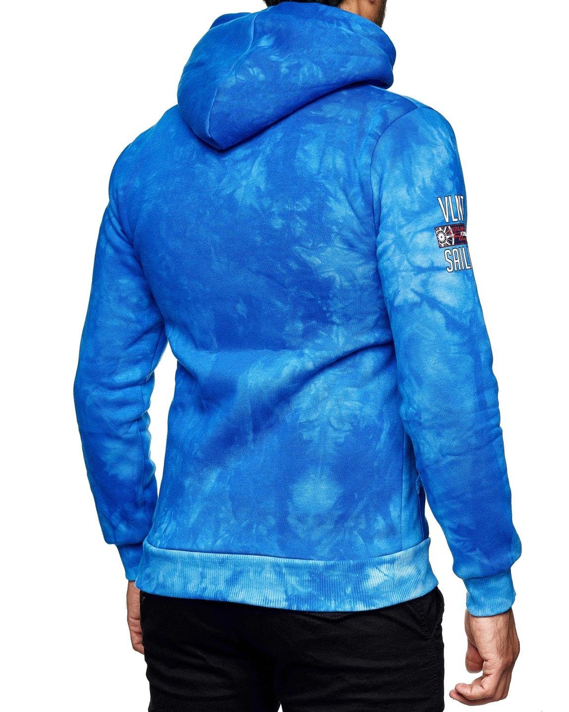 1-tlg) Blau Fitness Longsleeve (Hoodie Pullover Hoodie Kapuzenpullover Sweatshirt Freizeit Code47 Herren Code47 Casual Hoodie Sweater, Langarm Sax