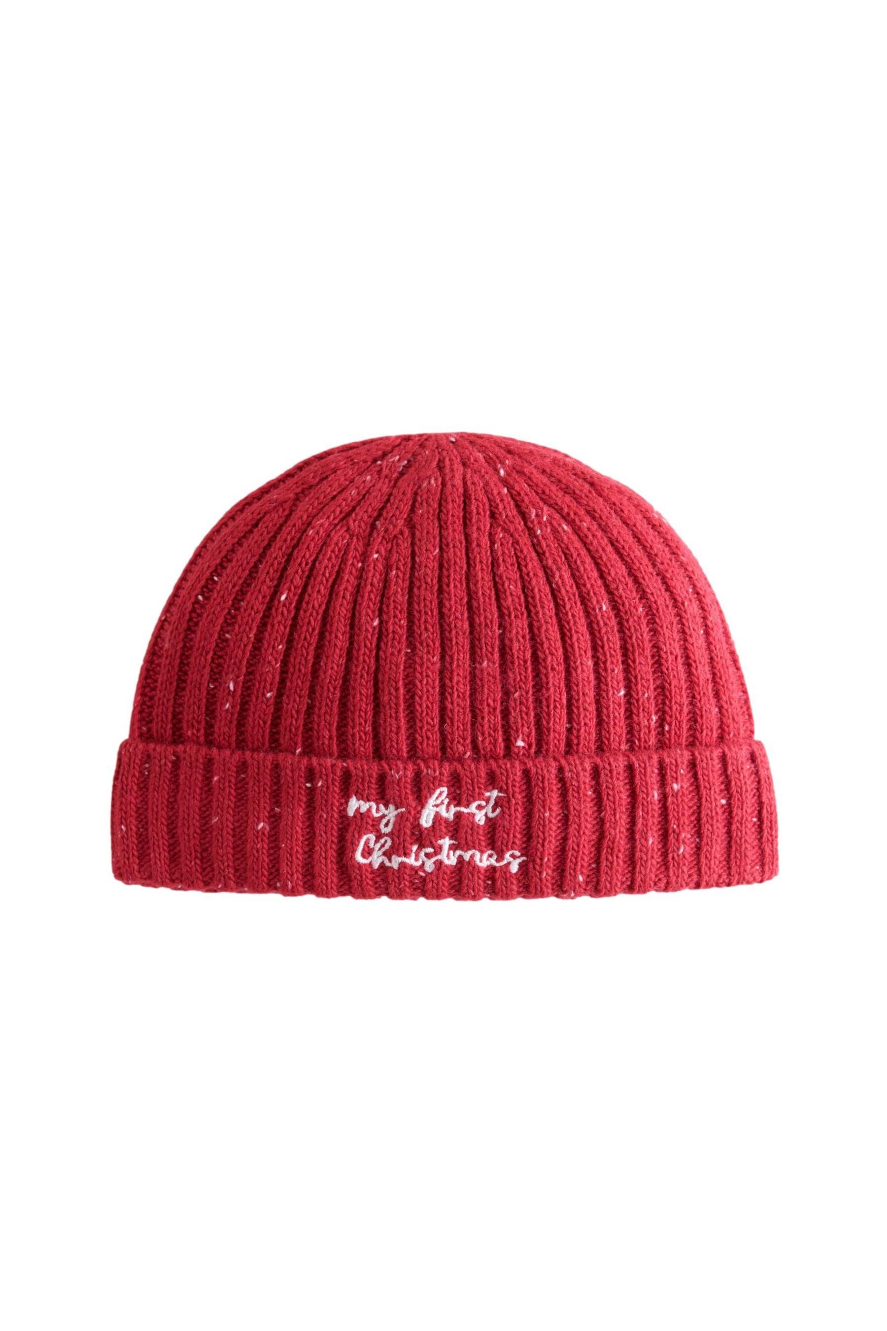 Next Beanie Baby Strickhut mit Stickerei, My First Christmas (1-St)