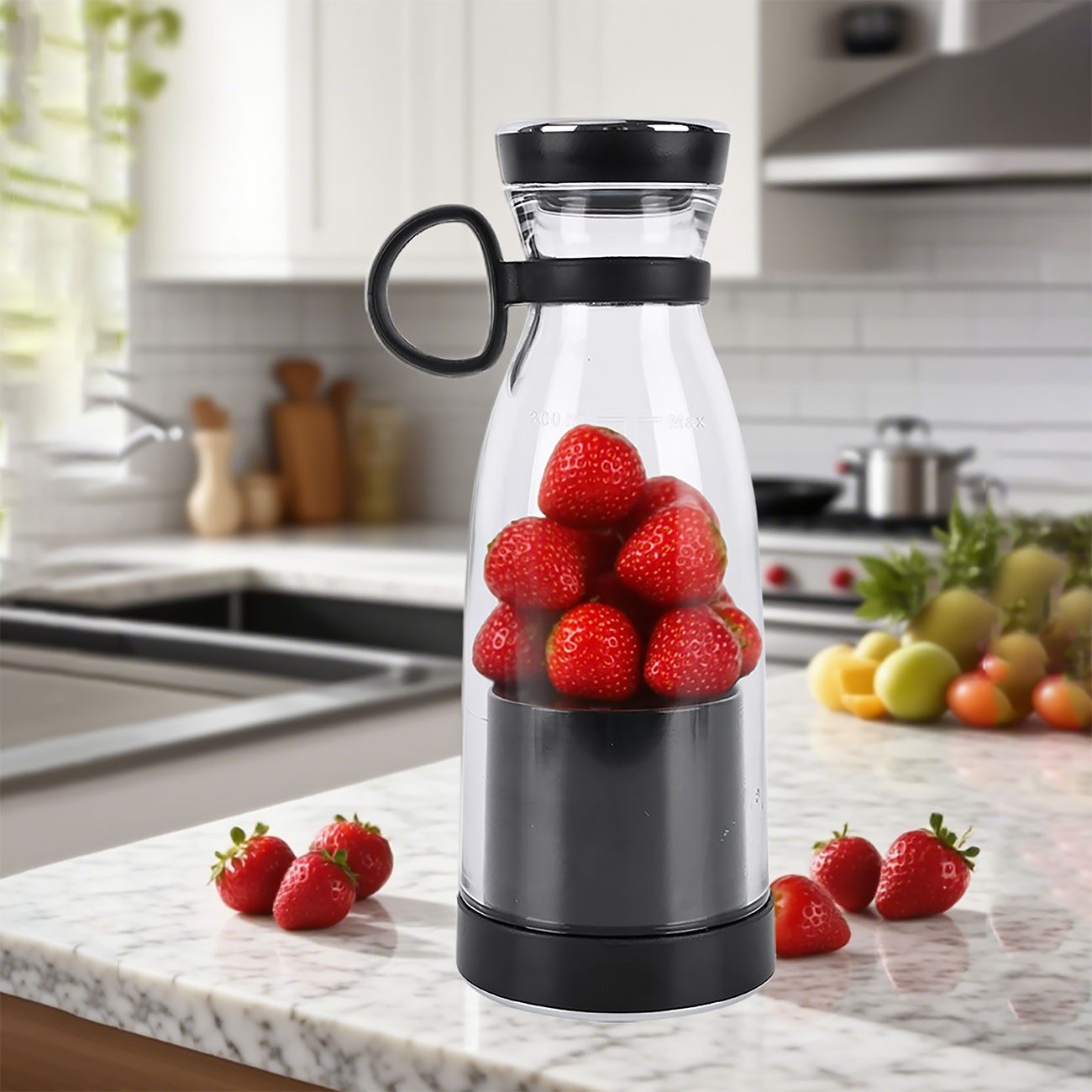 shop'n smile ideoon Smoothie-Maker Vitamin-Kick Mixer mit Akku, trendig, kompakt & leistungsstark, 120 W, 300ml, für unterwegs & Fitness