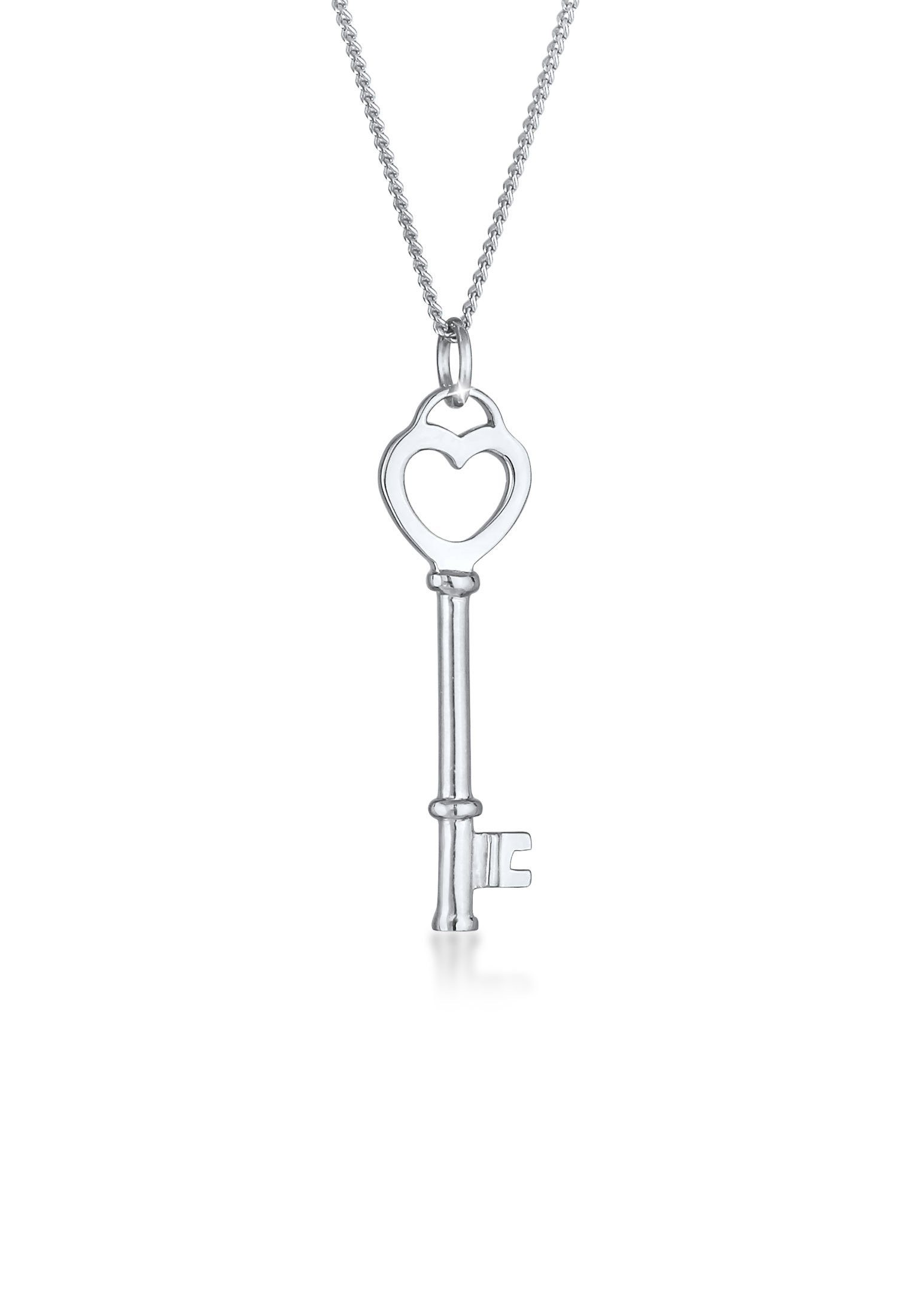 Kette mit Anhänger Schlüssel Herz Liebesschlüssel 925 Silber