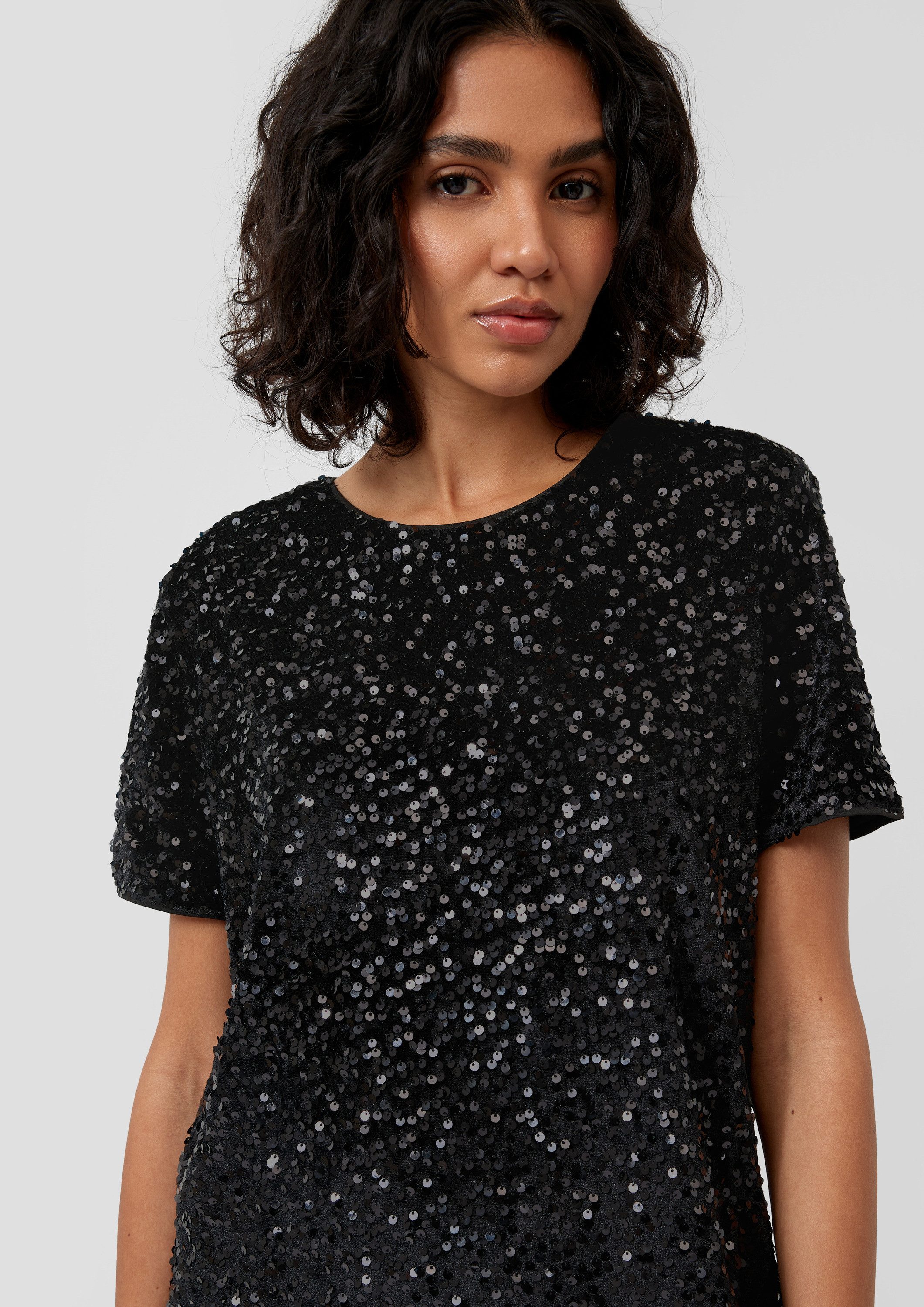 s.Oliver Minikleid Kleid Samtkleid mit Pailletten