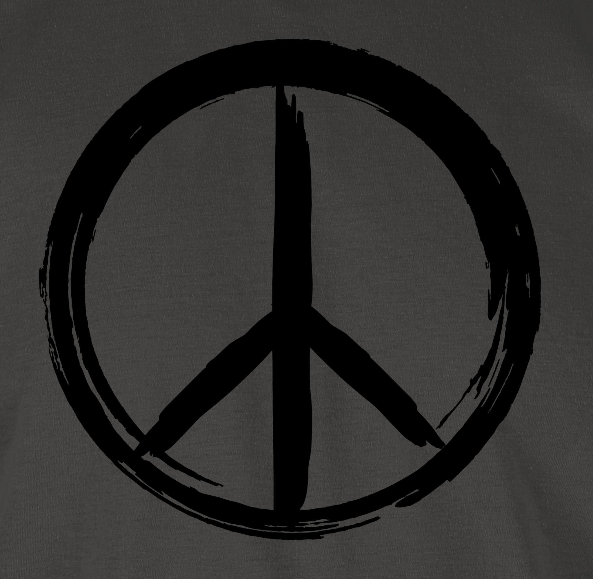 Shirtracer T-Shirt Peace Zeichen Statement Optik 2 Pinsel Dunkelgrau Sprüche schwarz 
