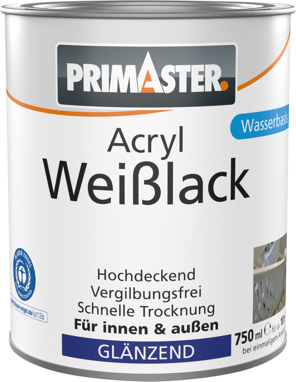 Primaster Weißlack Primaster Acryl Weißlack glänzend 750 ml