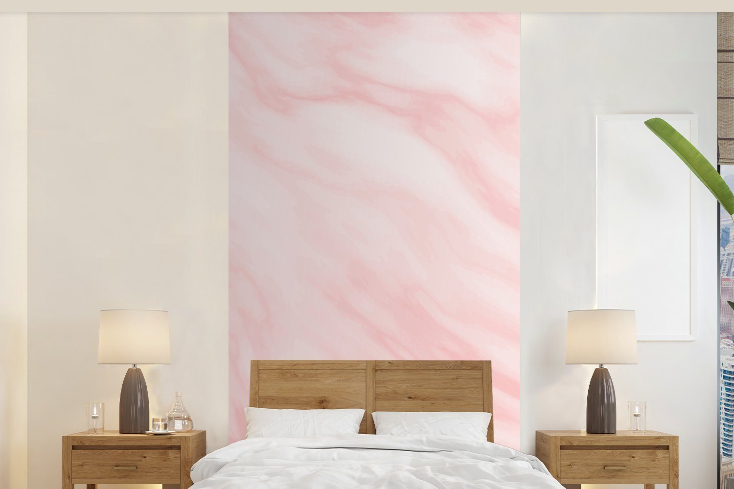 MuchoWow Fototapete Marmor - Rosa - Weiß - Luxus - Marmoroptik, Matt, bedruckt, (2 St), Vliestapete für Wohnzimmer Schlafzimmer Küche, Fototapete