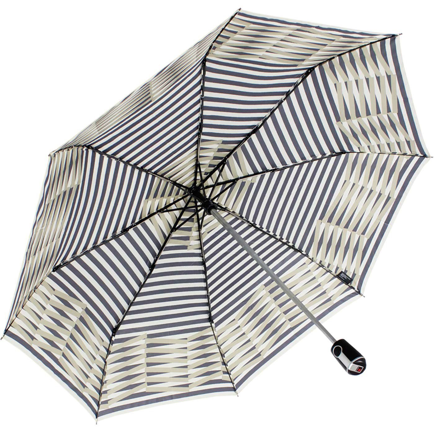 Knirps® Taschenregenschirm große, Viper, beige-blau Large der - Auf-Zu-Automatik UV-Schutz stabile Begleiter Duomatic