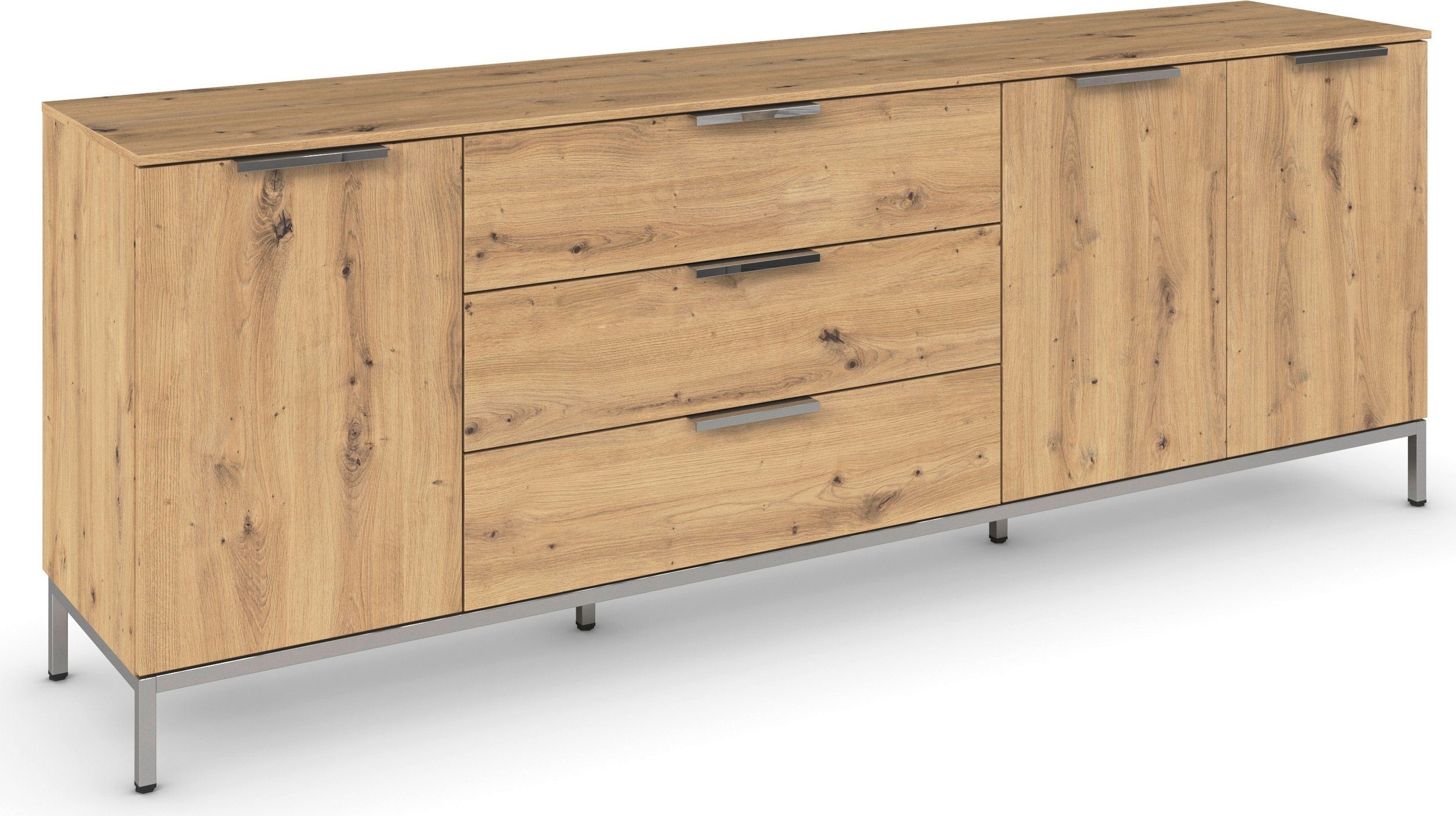 rauch Kombikommode Kommode Türkommode Sideboard Kombikommode FLIPP (Breite 200 cm mit 2 Einlegeböden), 3-türig mit 3 Schubladen und Soft-Close-Funktion
