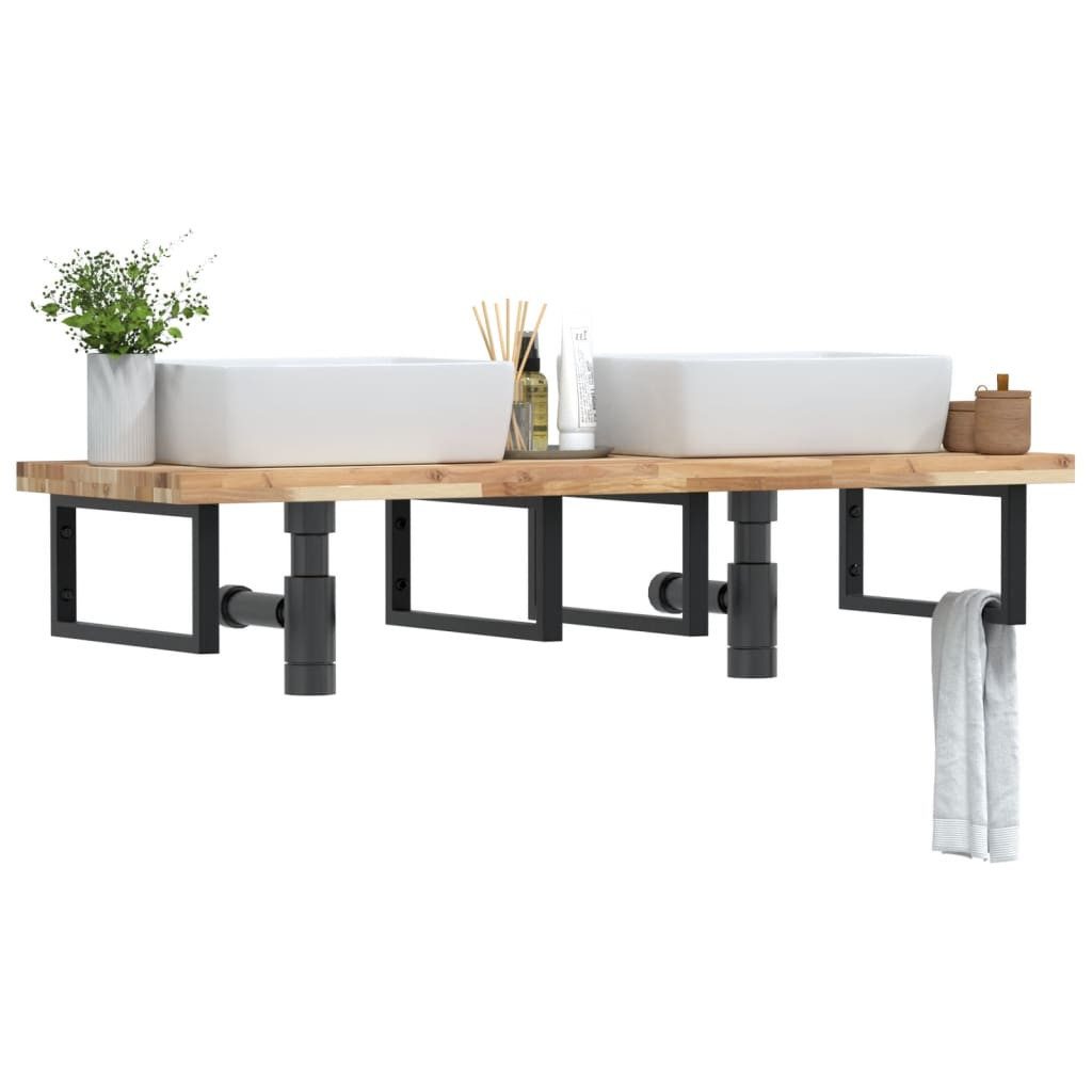 vidaXL Badezimmerspiegelschrank Waschbeckenregal Wandmontage Stahl und nholz (1-St)